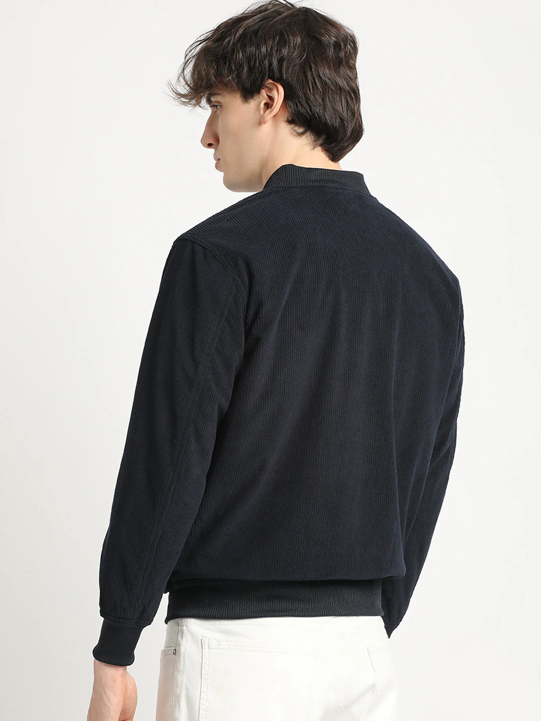 Men  Navy Lightweight Bomber Jacket - Image 4