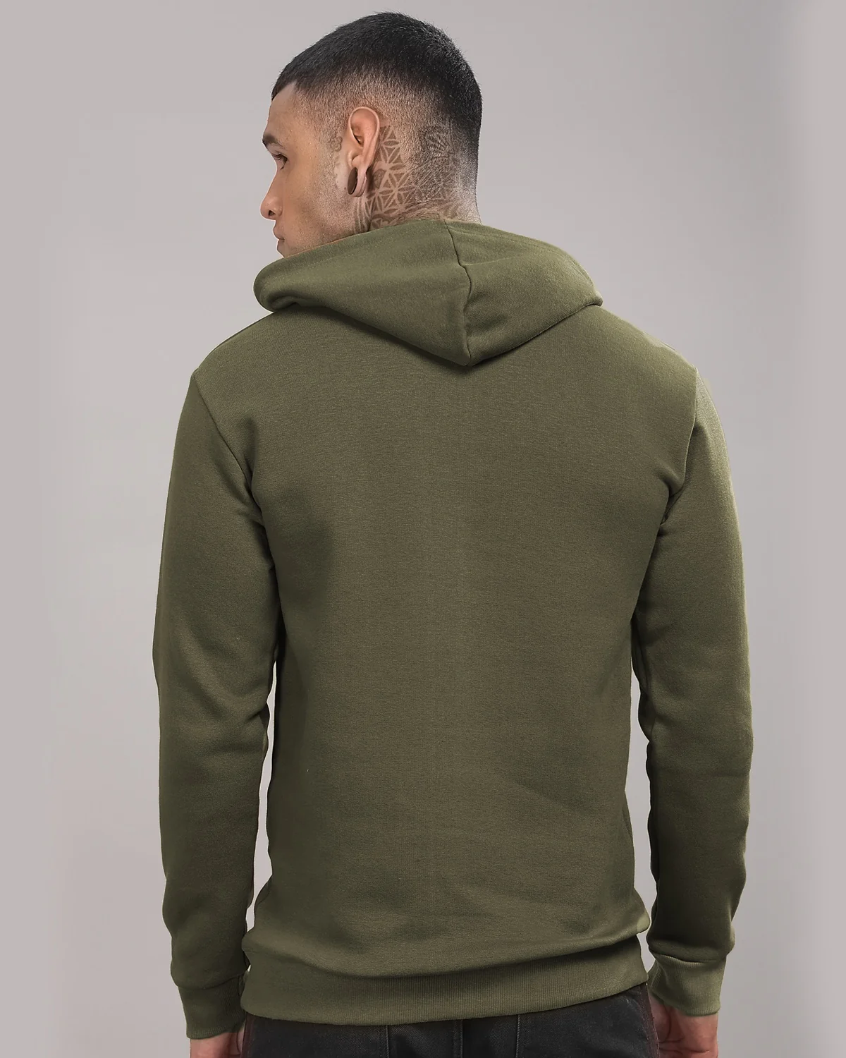 Men Olive Printed Hoodie - Image 4