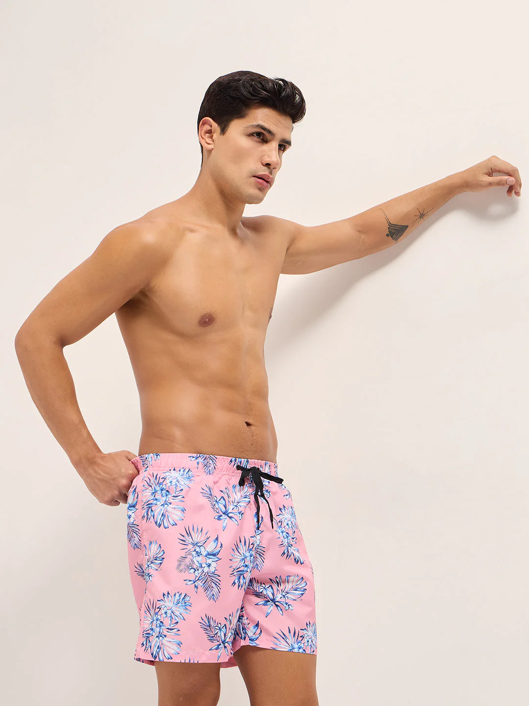 Men Pink Printed Swim Shorts