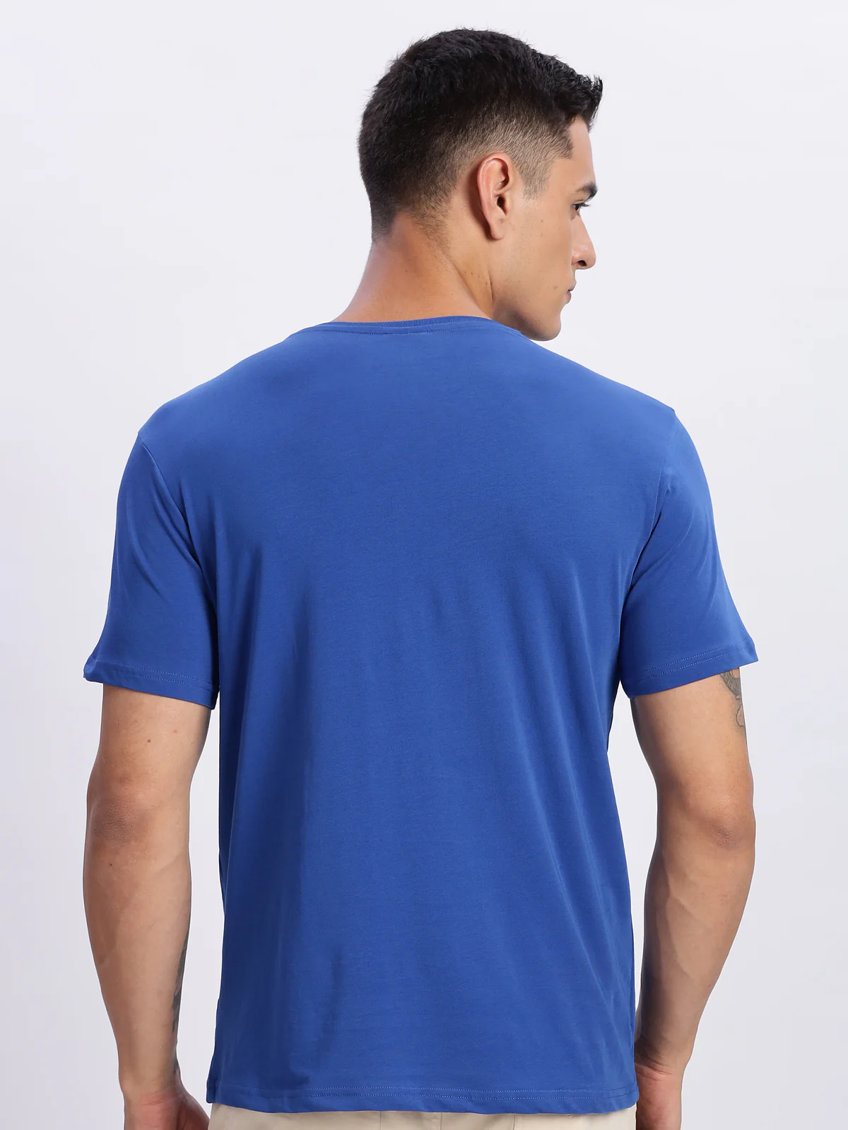 Men Printed Blue T Shirt - Image 4