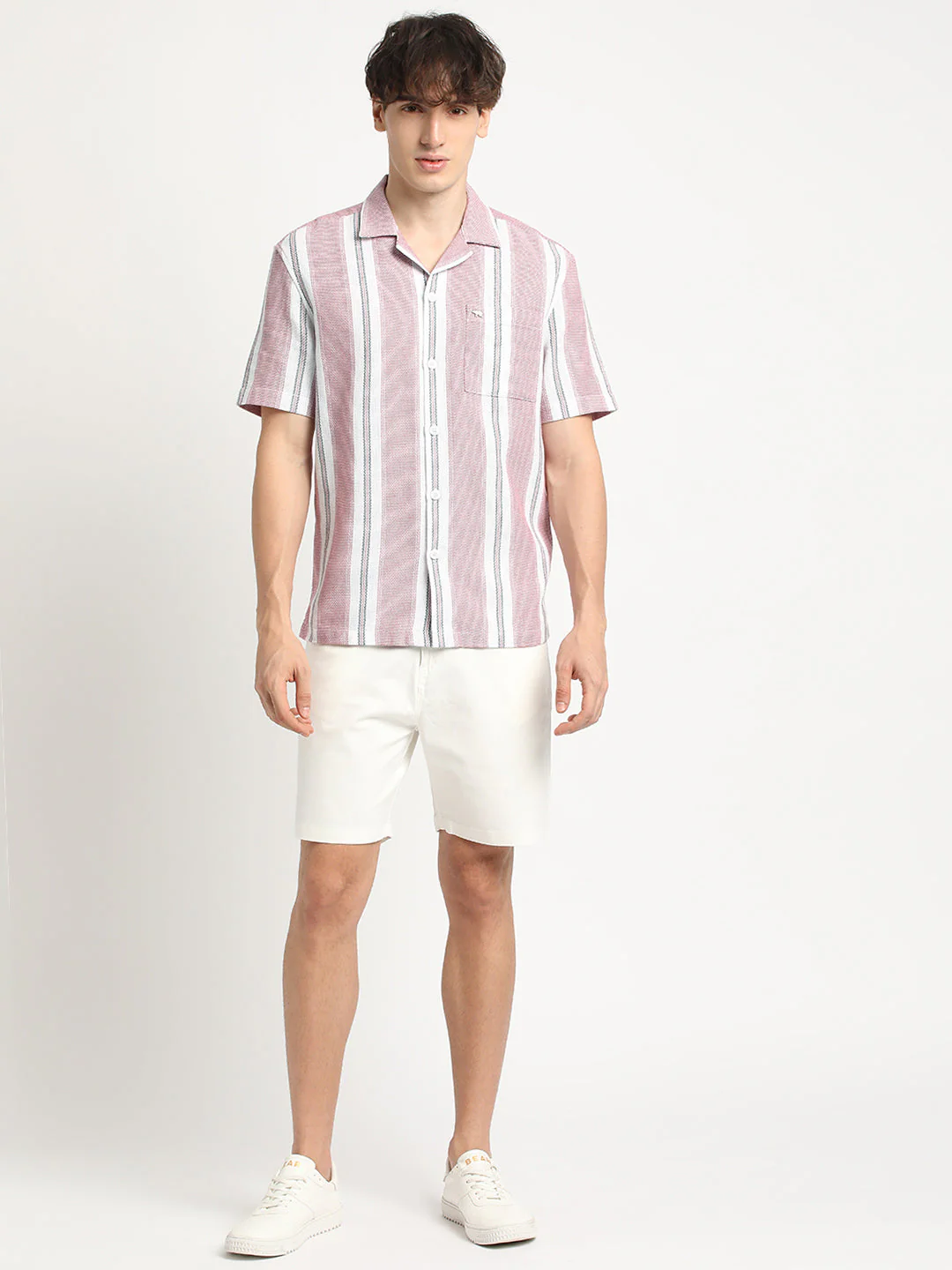 Men Red Stripe Regular Fit Casual Shirt - Image 5
