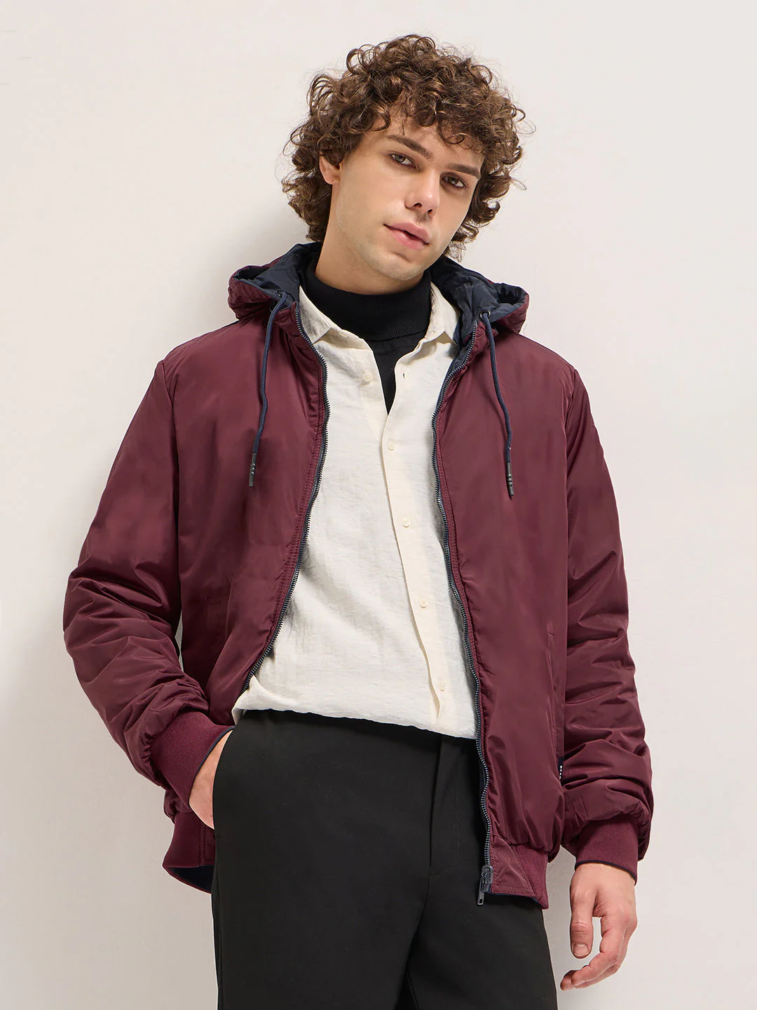 Men Reversible Navy and Maroon Jacket