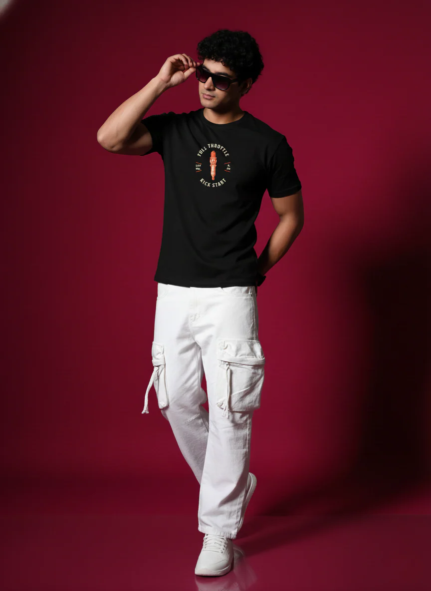 Men Round Neck Cotton T-Shirt - Image 2