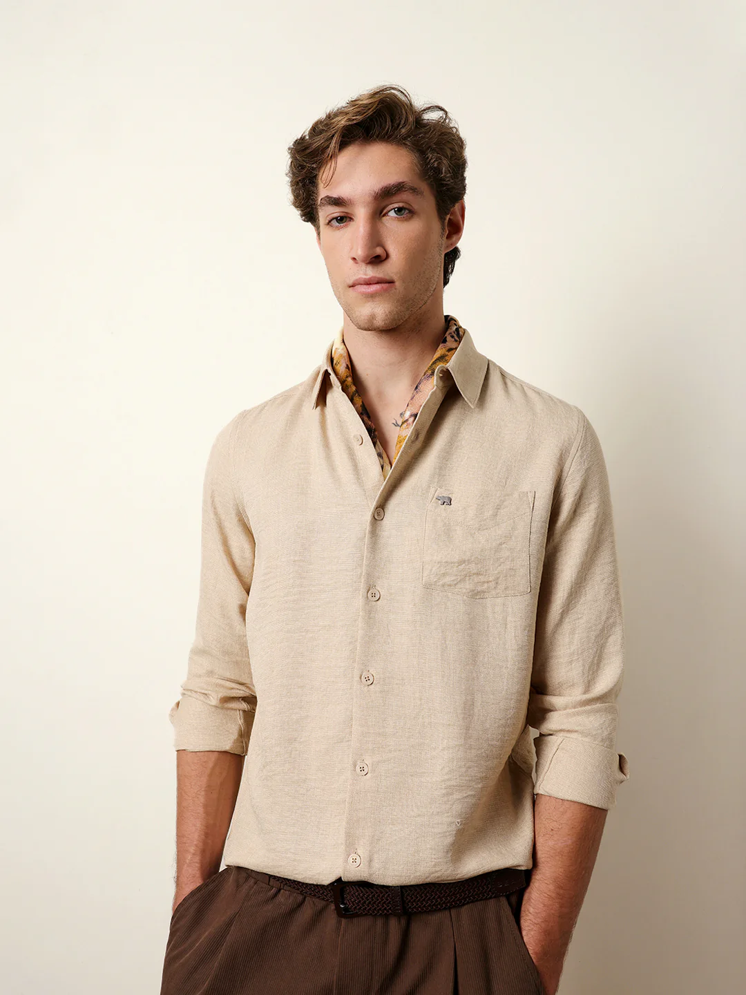 Men Solid Casual Full-Sleeve Shirt