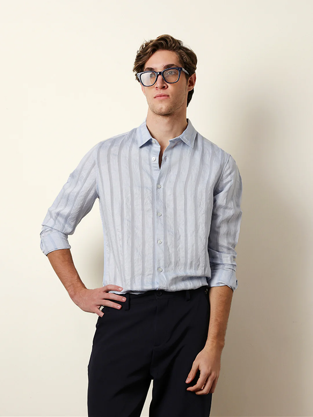 Men Solid Casual Full-Sleeve Shirt