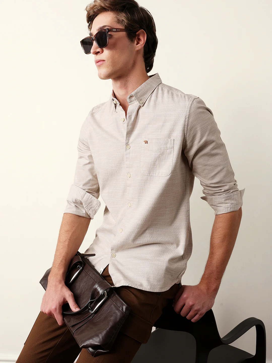 Men Solid Full Sleeve Casual Shirt