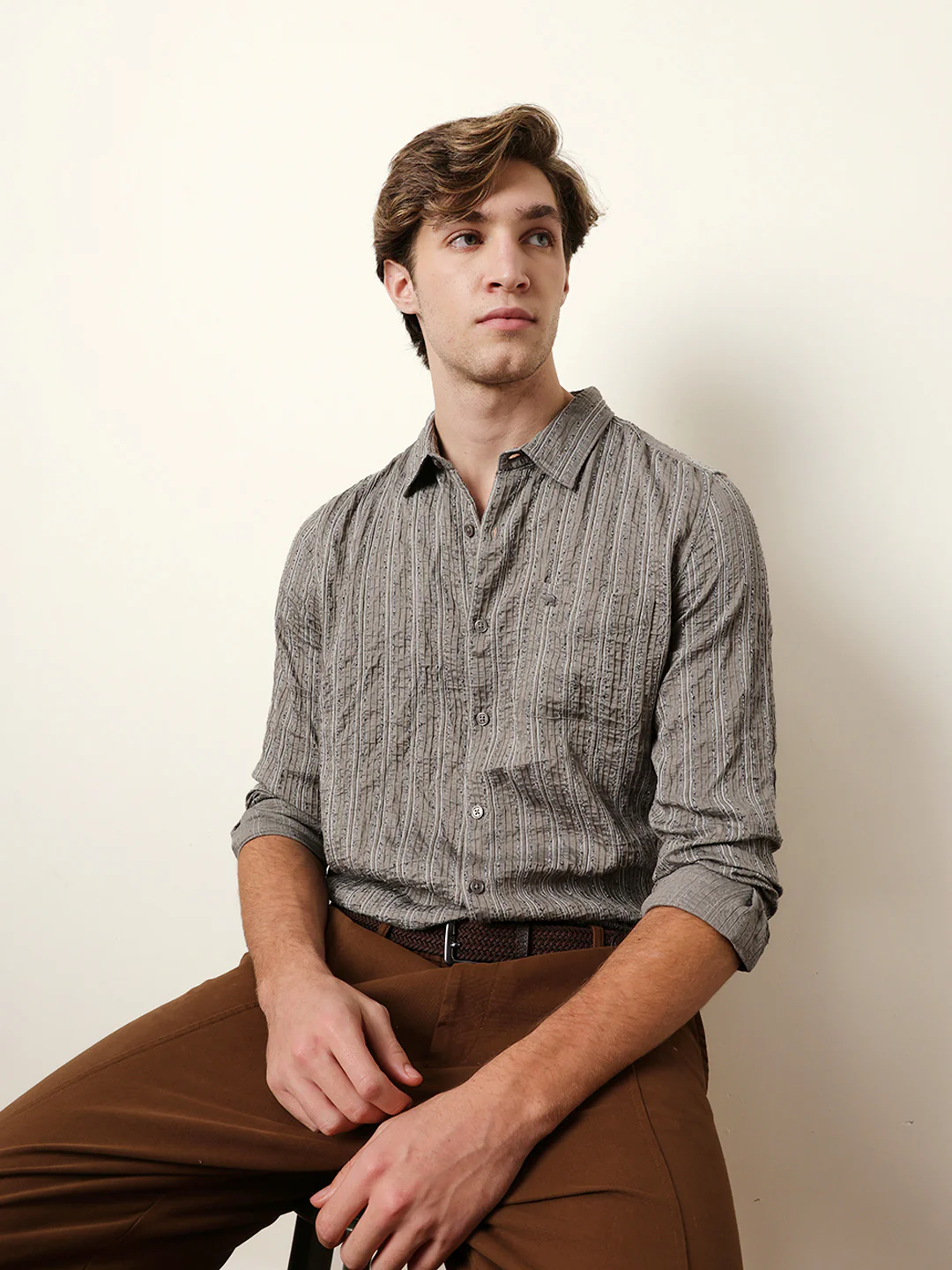 Men Striped Casual Full-Sleeve Shirt