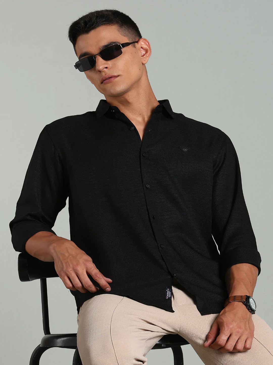 Men Striv Black Solid Shirt