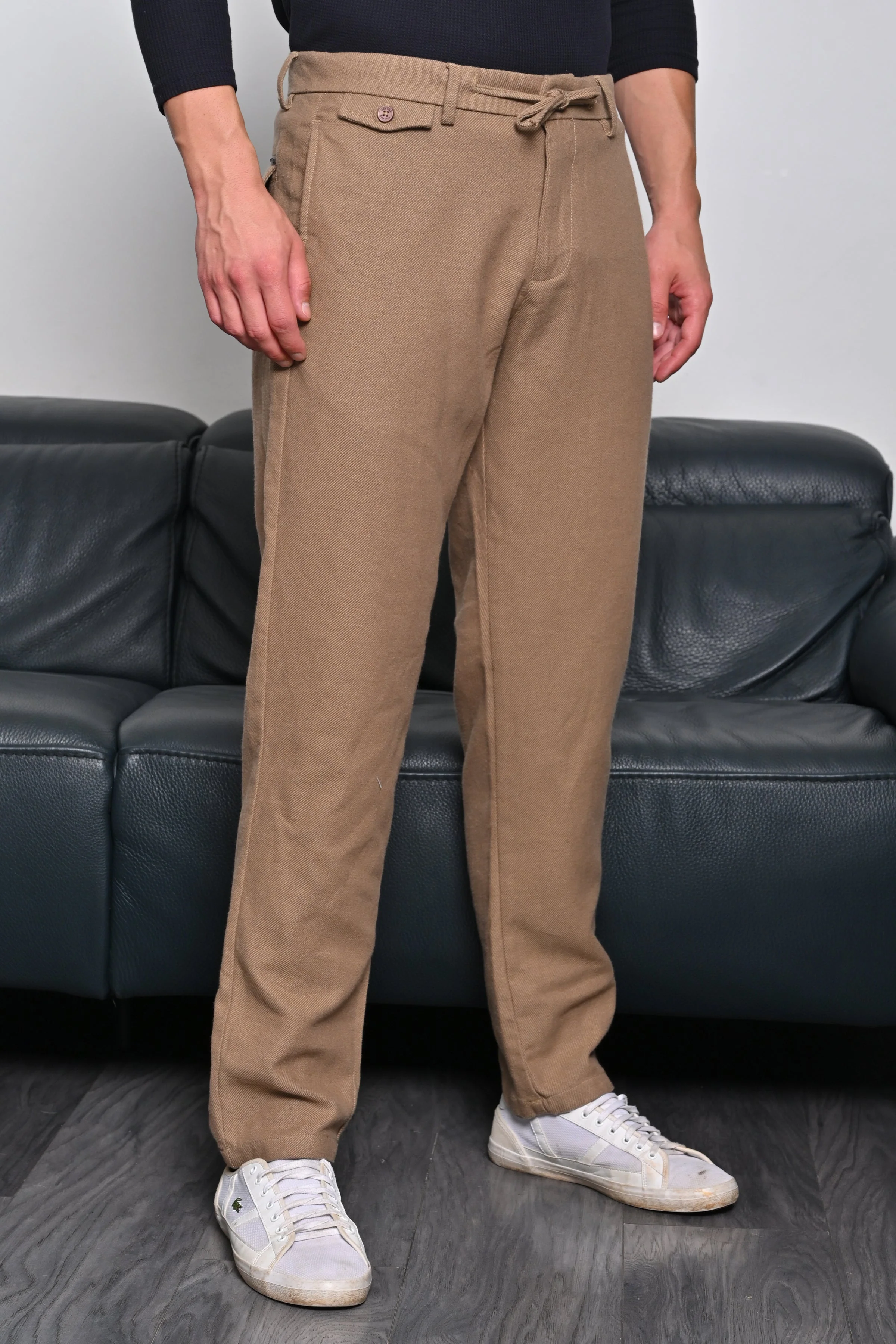 Men Tart Cotton Blend Drawstring Trouser Khaki