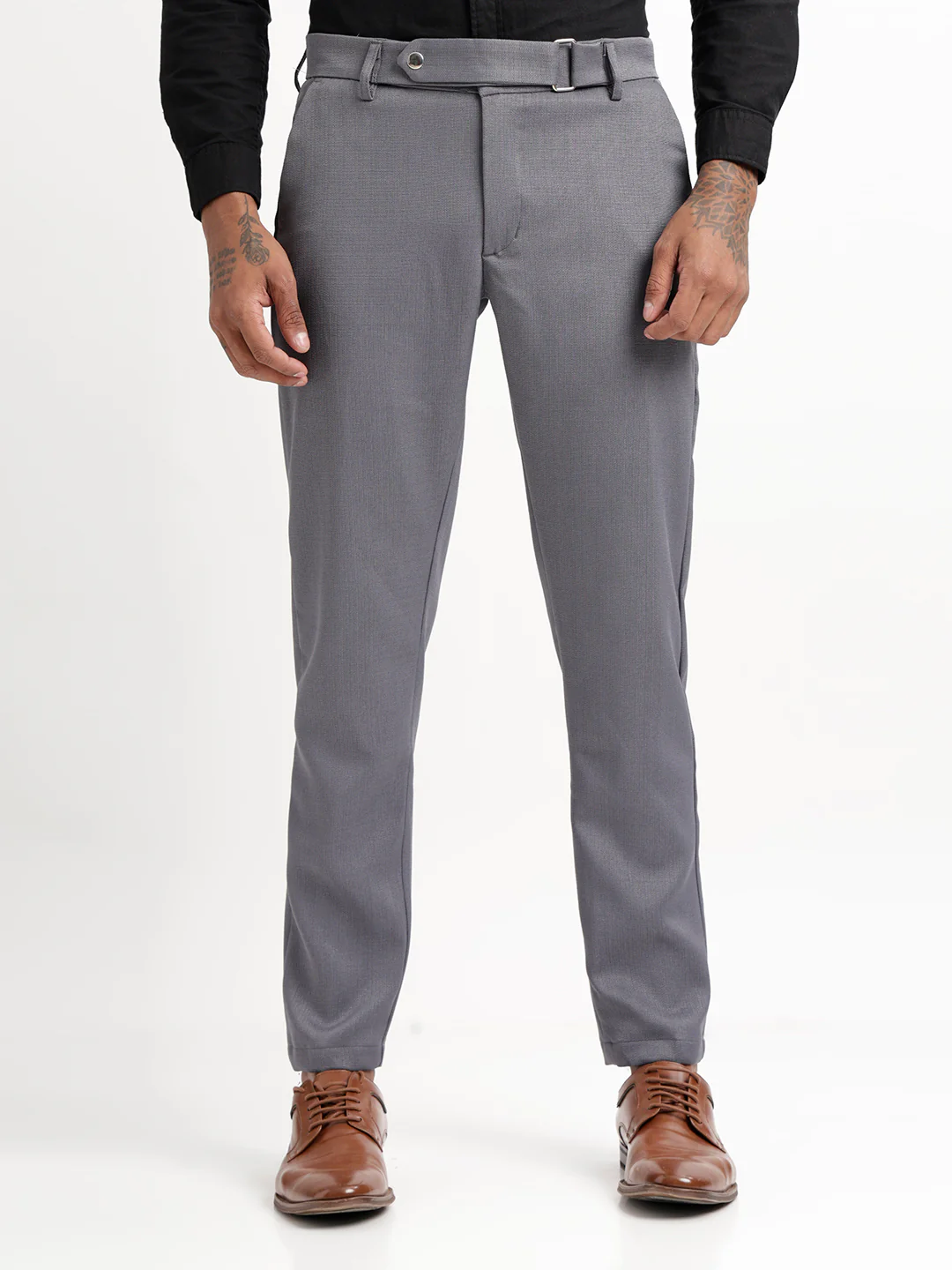 Men Textured  Slim Fit Trousers