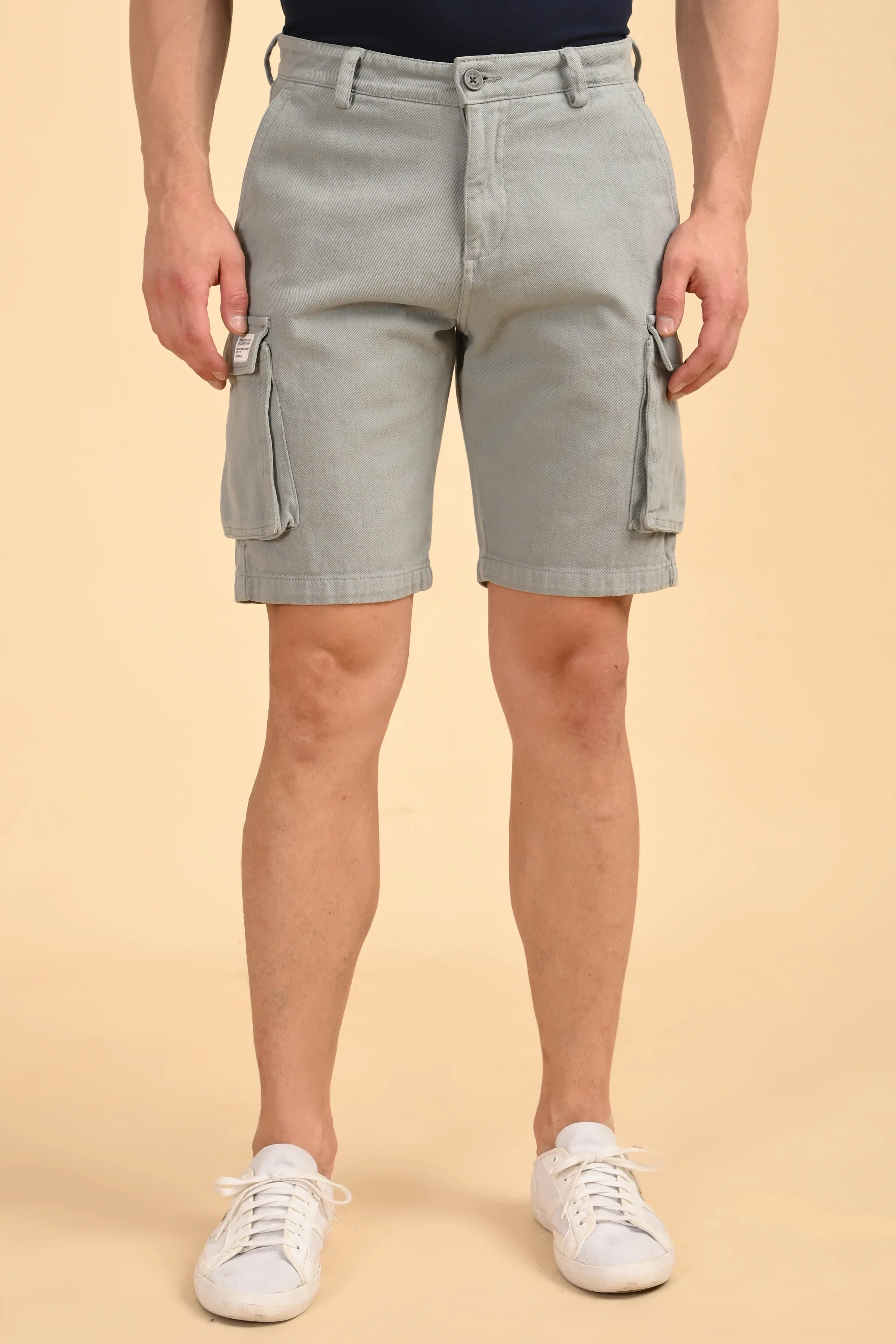 Men Tiptur Cotton Cargo Shorts Grey - Image 4