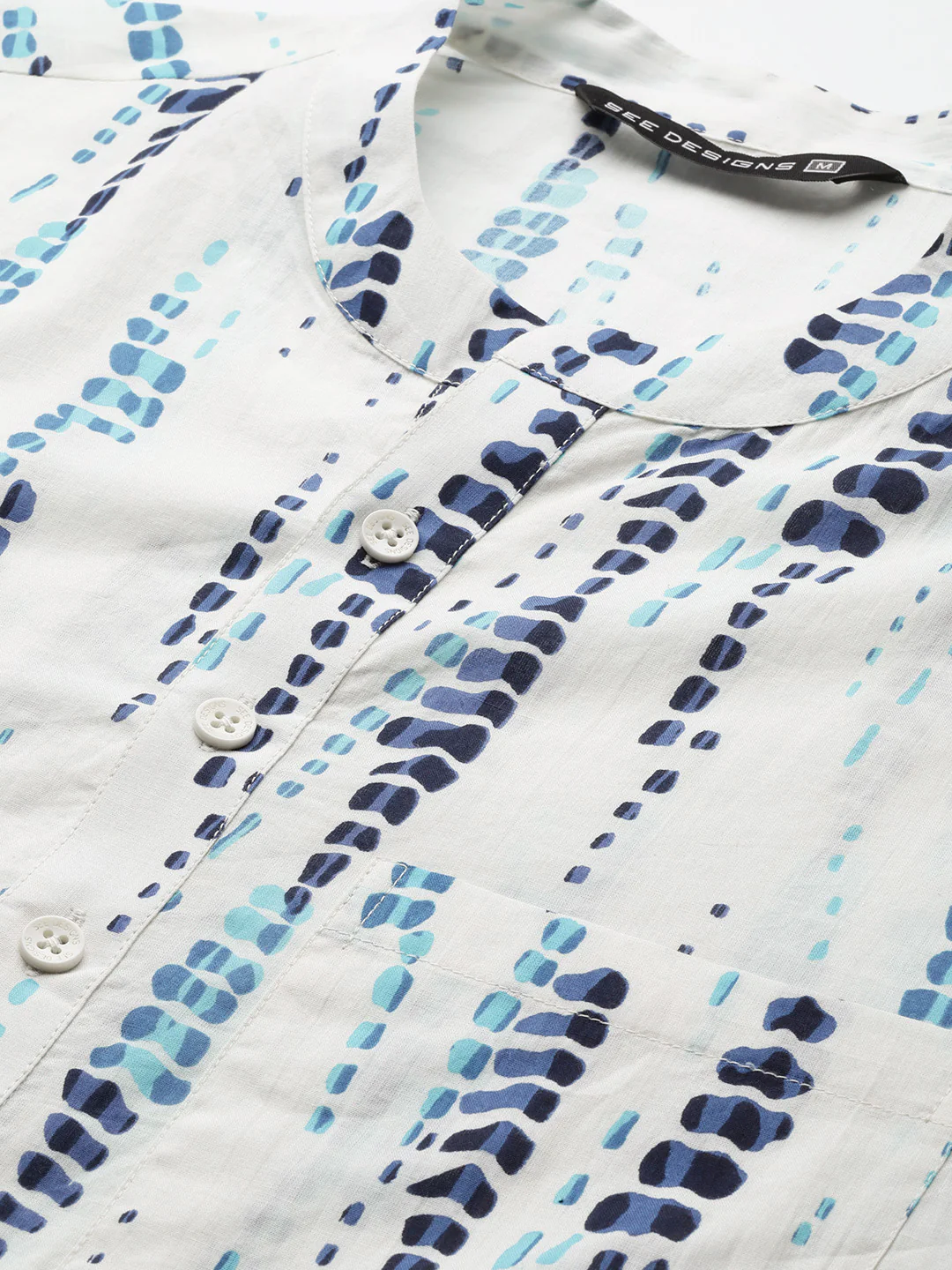 Men White Multi Tie And Dye Print Design Straight Kurta - Image 2