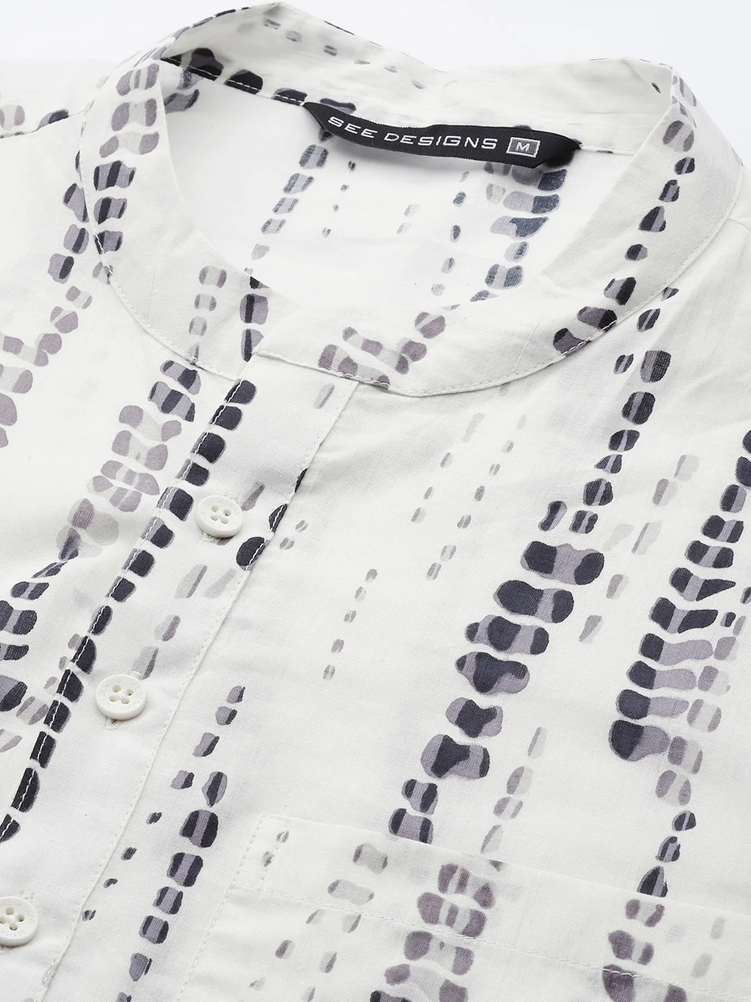 Men White Multi Tie And Dye Print Design Straight Kurta - Image 2