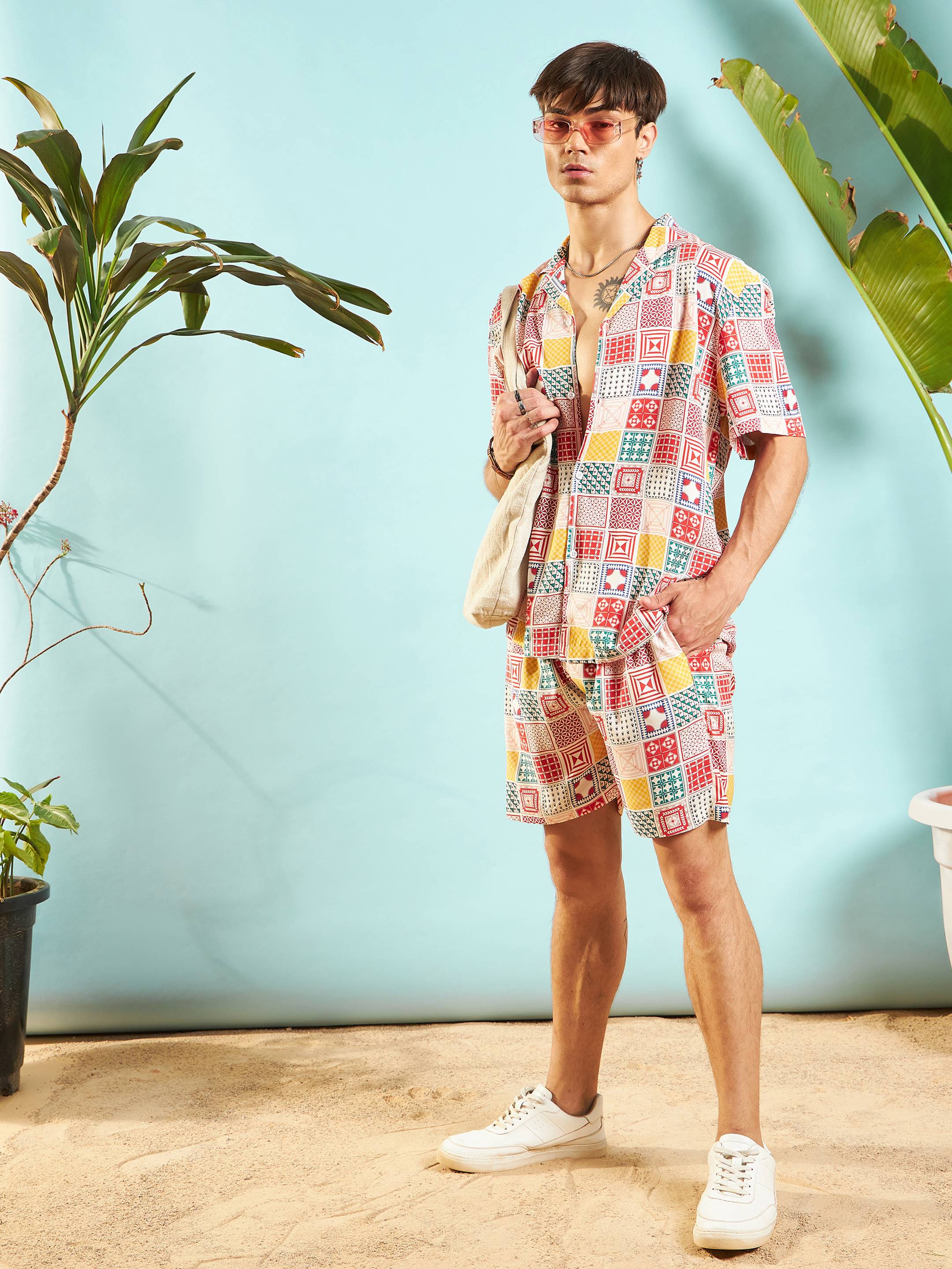 Men White & Red Conversational Print Relax Fit Shirt - Image 6