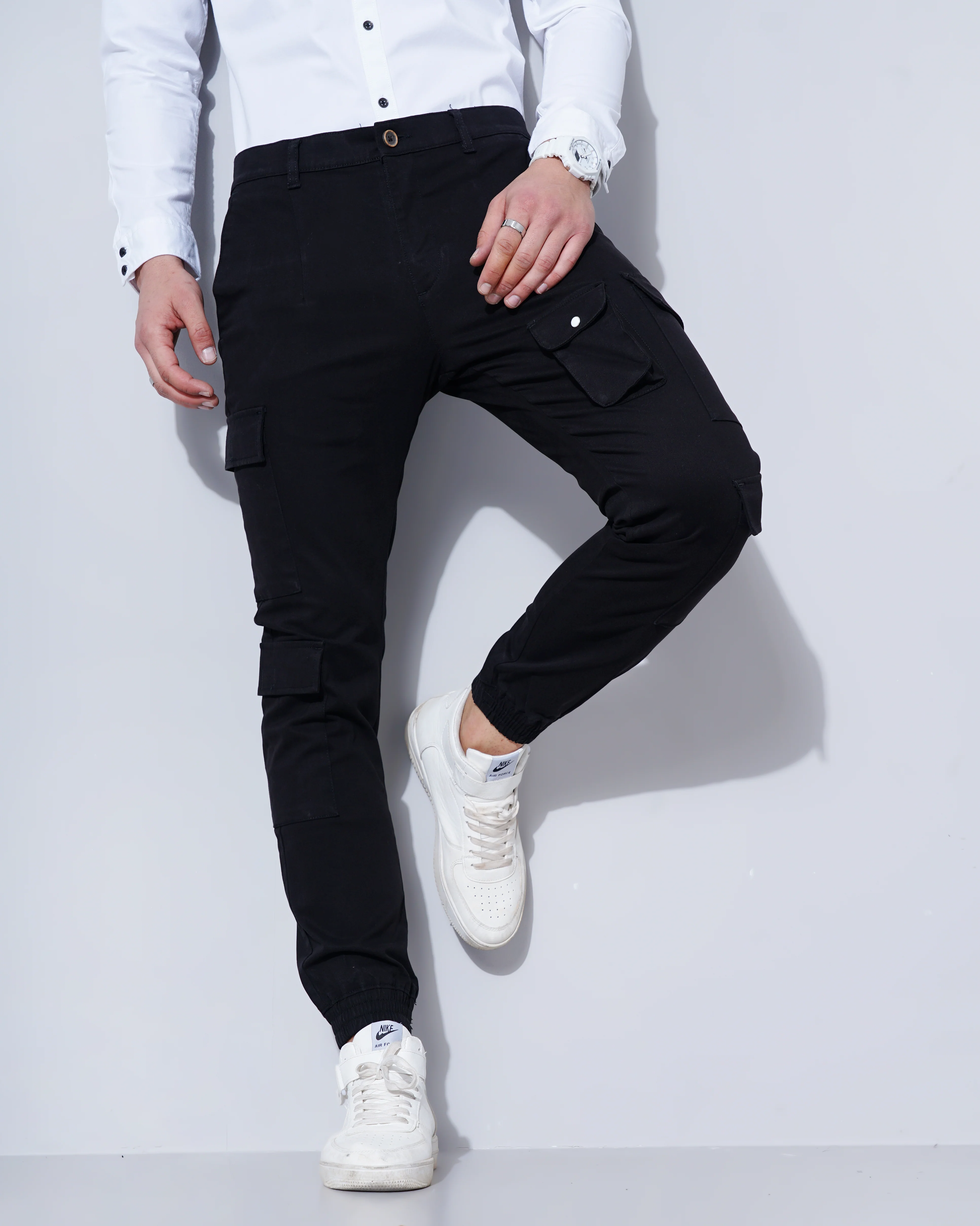 Men Black Cargo Pants