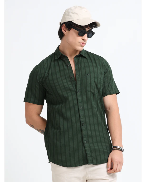 Men Premium Striped Short Sleeve Casual Shirt