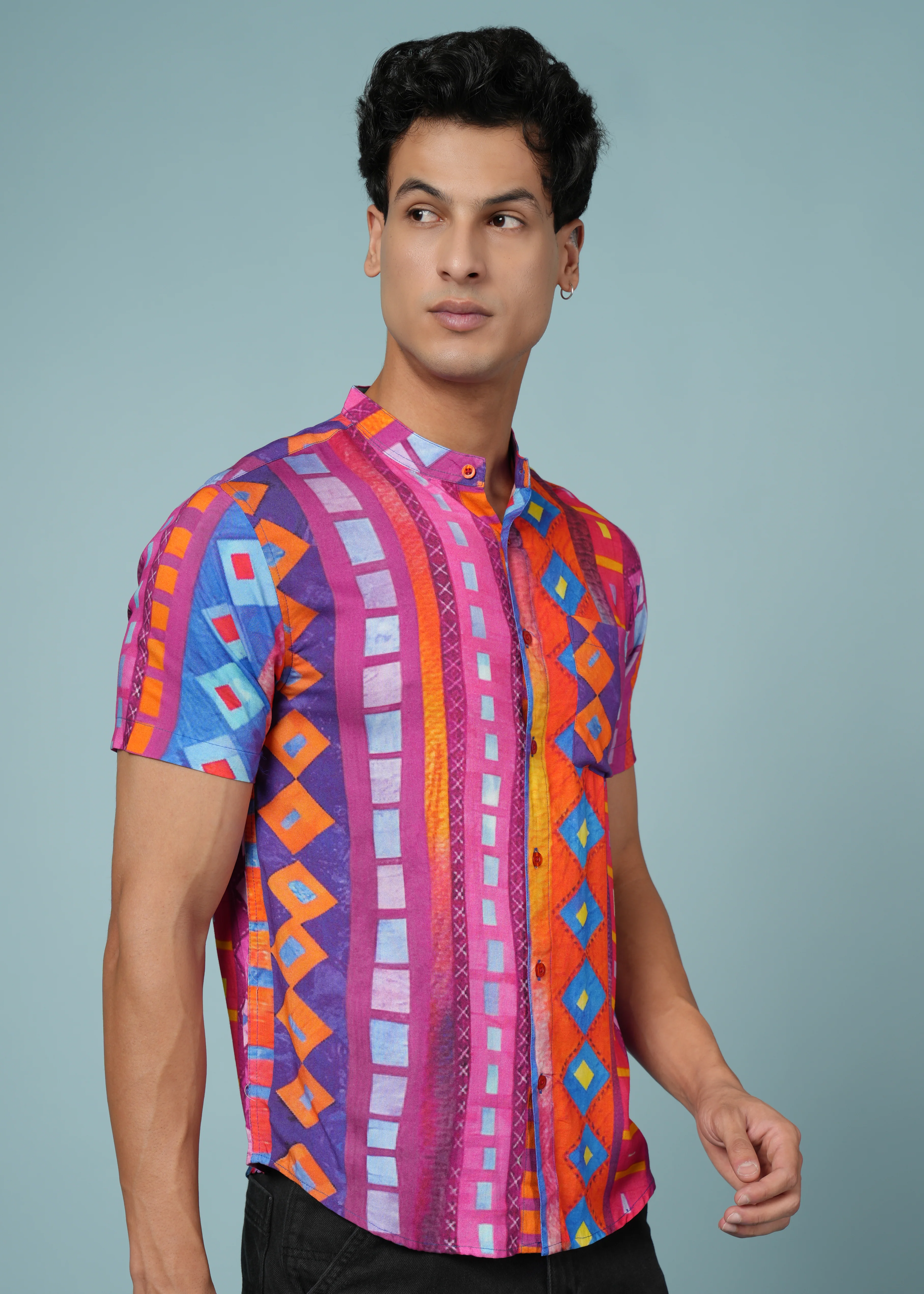 Men Printed Multi Viscose Rayon Shirt - Image 3