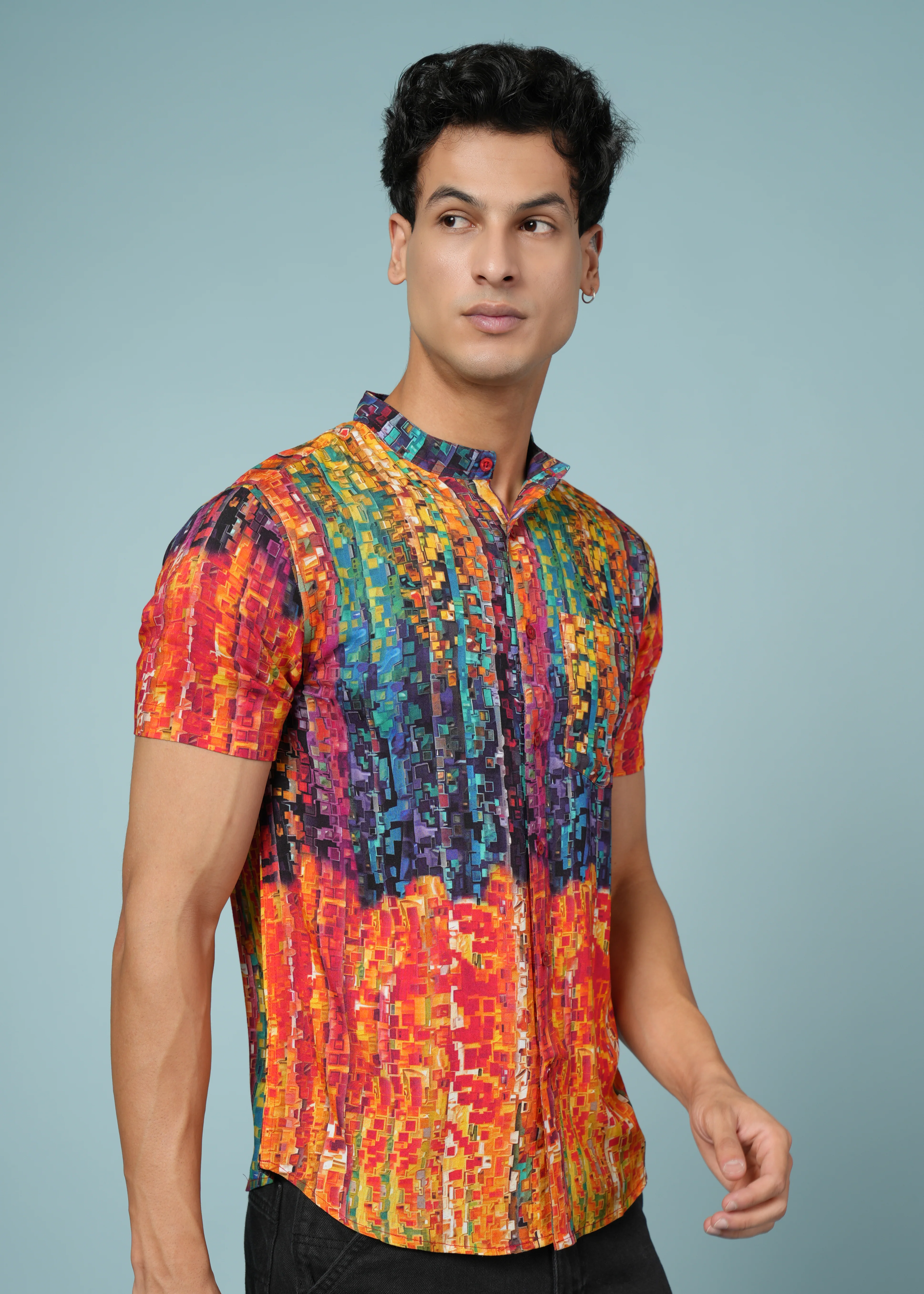 Men Printed Multi Viscose Rayon Shirt