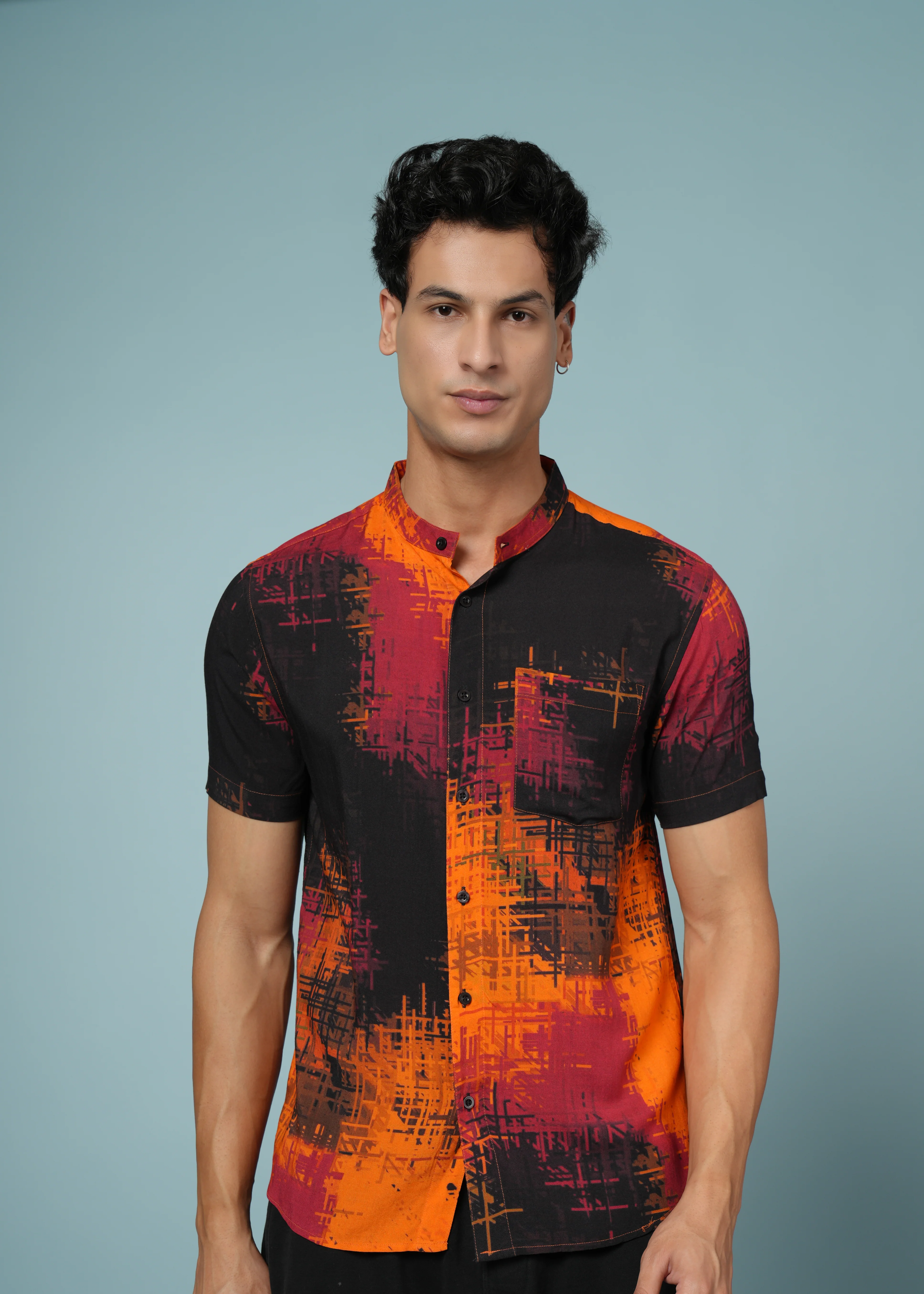 Men Printed Multi Viscose Rayon Shirt - Image 3