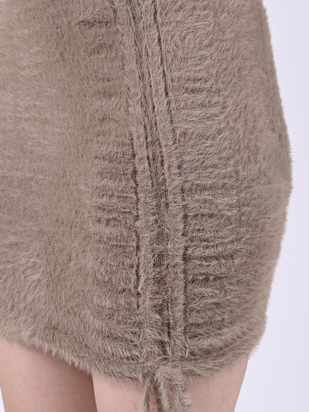 Women Brown Fluffy Mini Skirt - Image 4