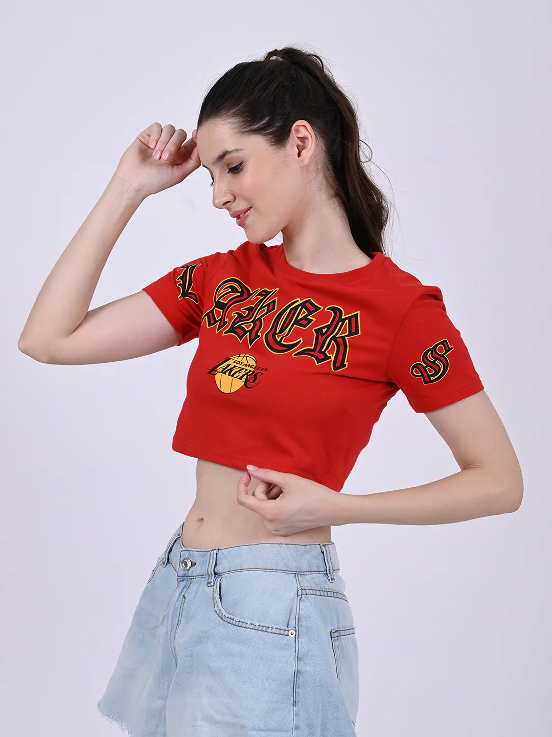 Women Red Crop T-Shirt - Image 3