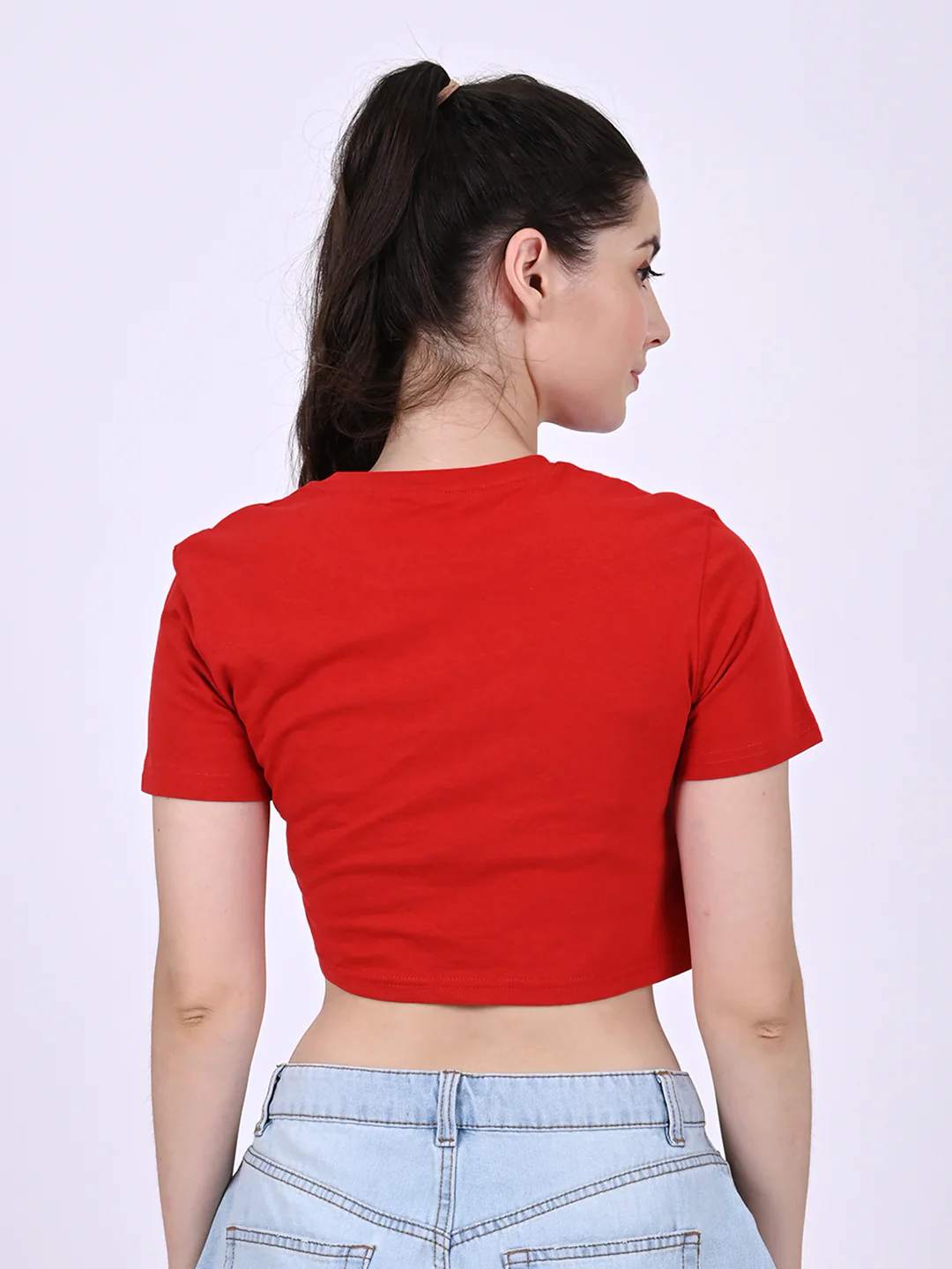 Women Red Crop T-Shirt - Image 5