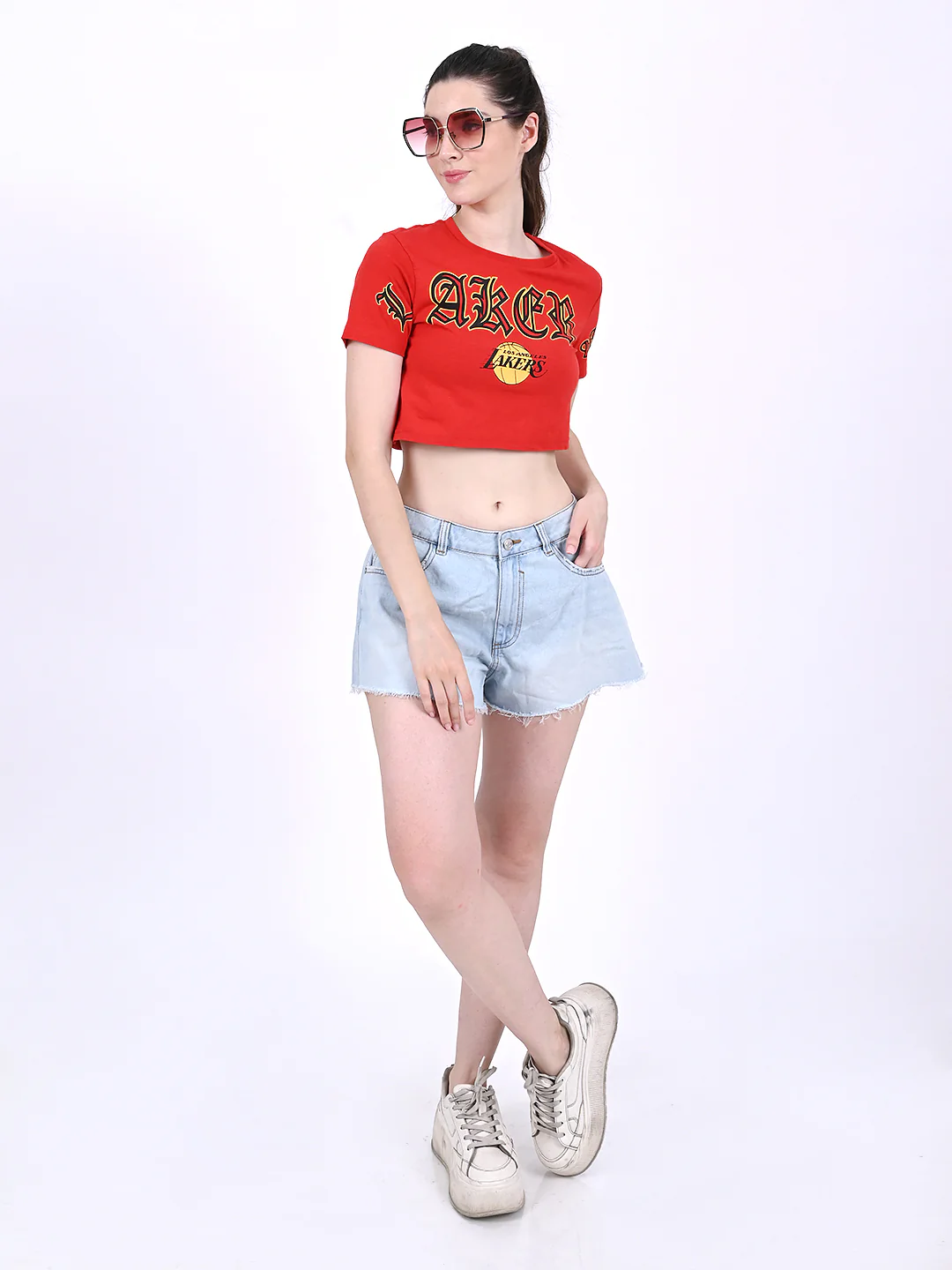 Women Red Crop T-Shirt - Image 7