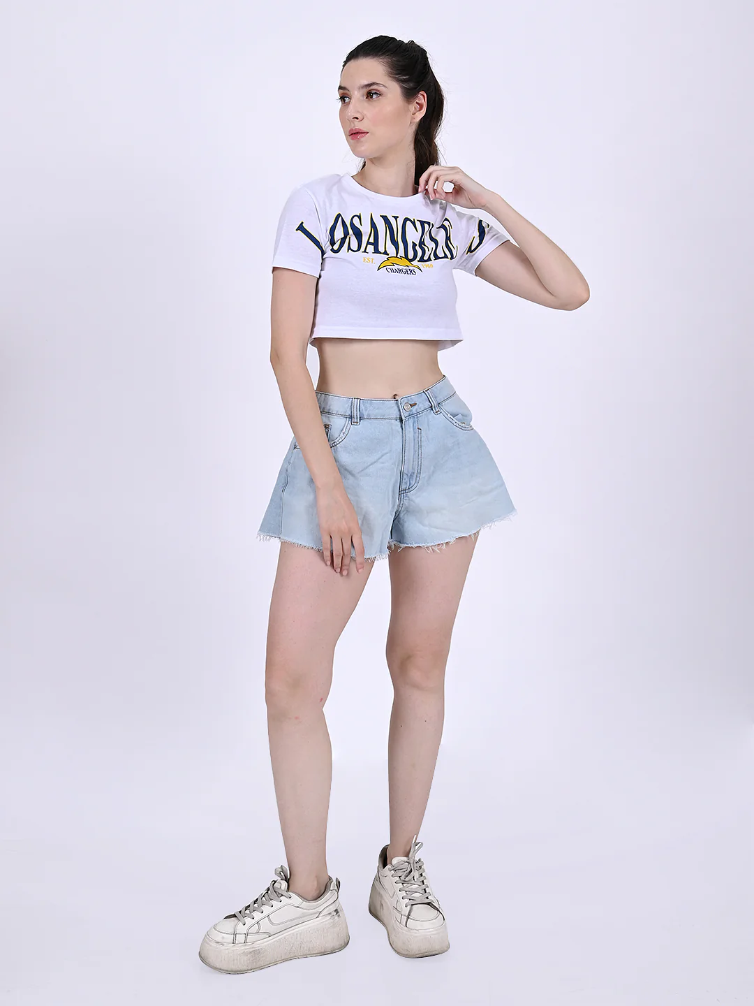 Women White Short Sleeve Crop - Image 6