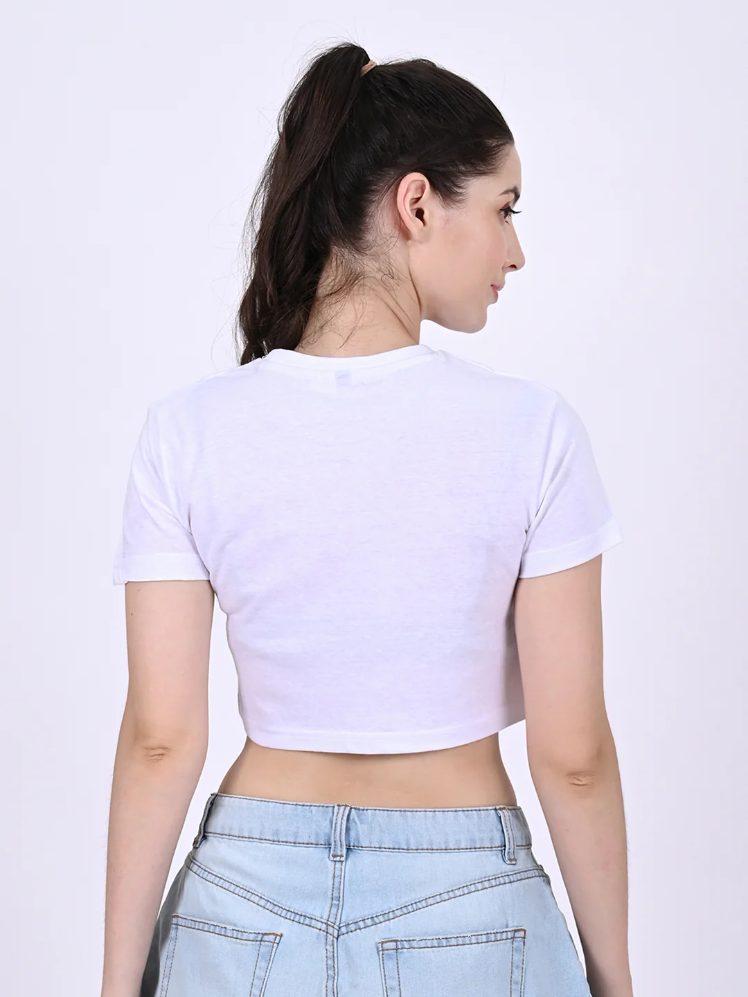 Women White Crop T-Shirt - Image 5