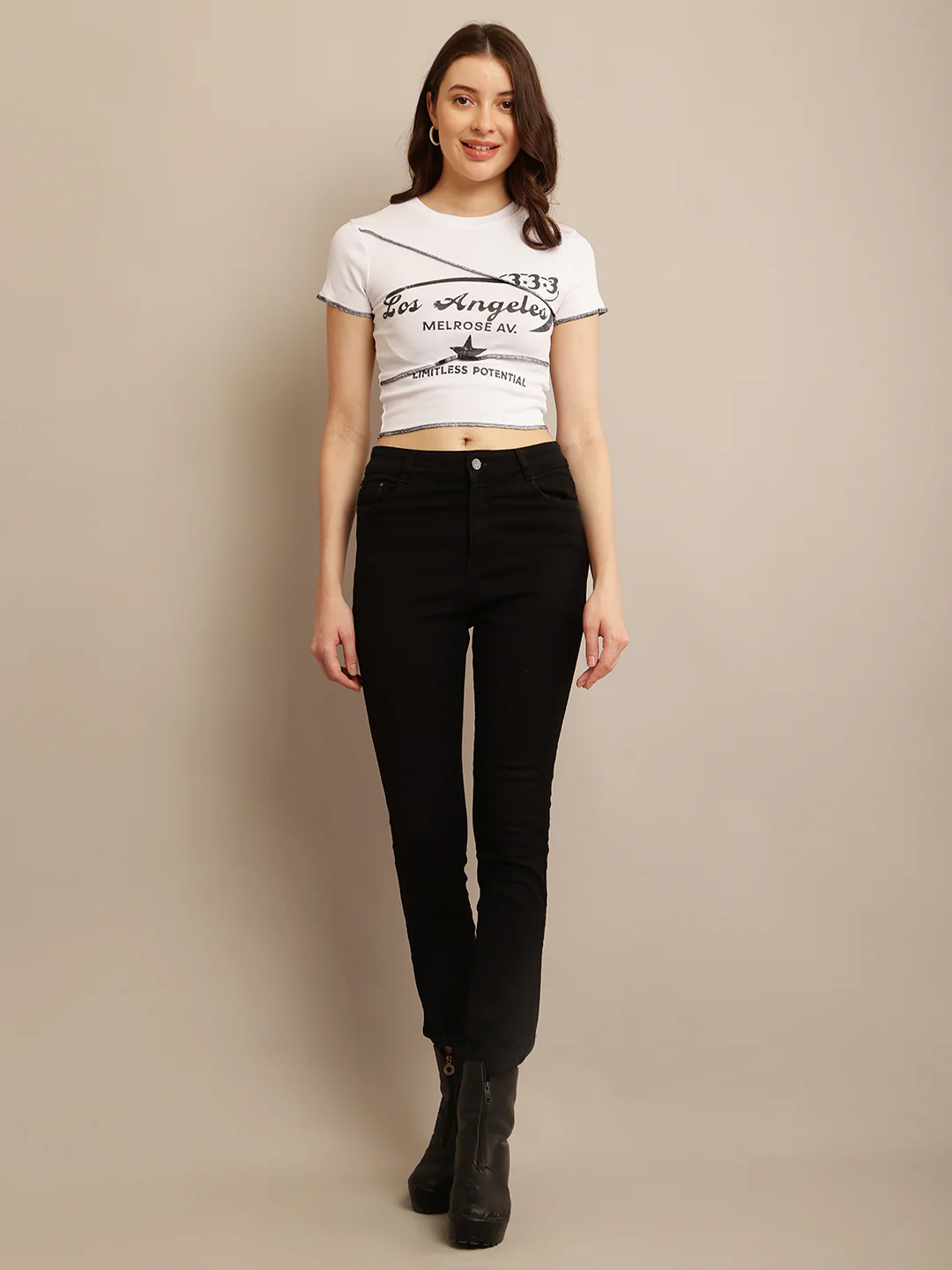 Women White Short Sleeve Crop - Image 8