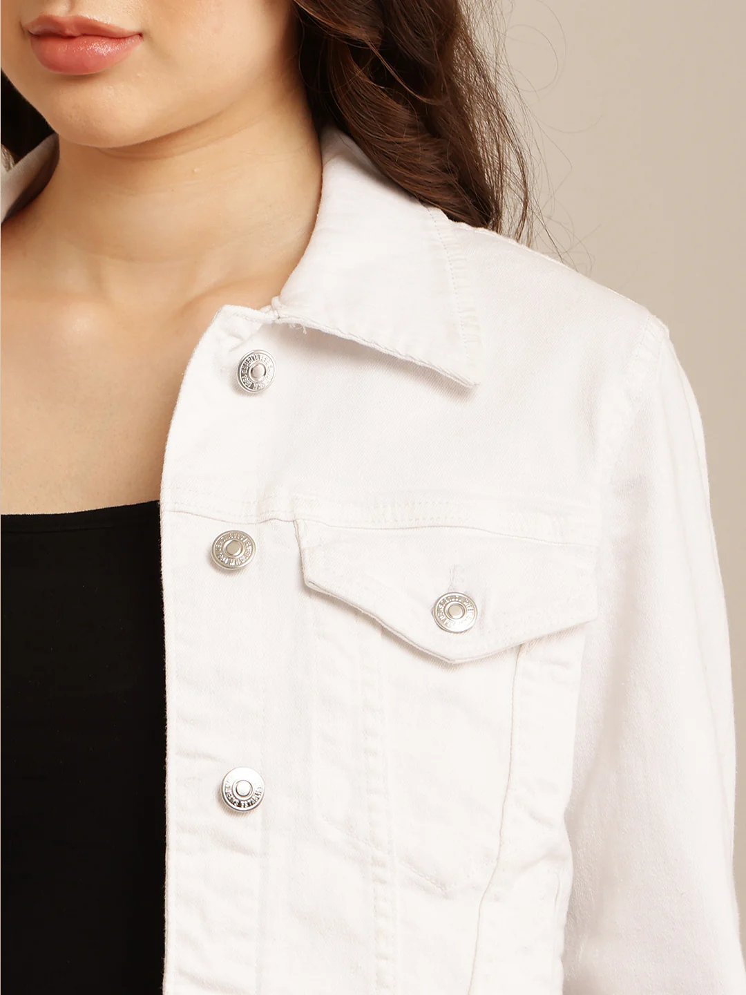 Women White Shirt Collar Jacket - Image 8
