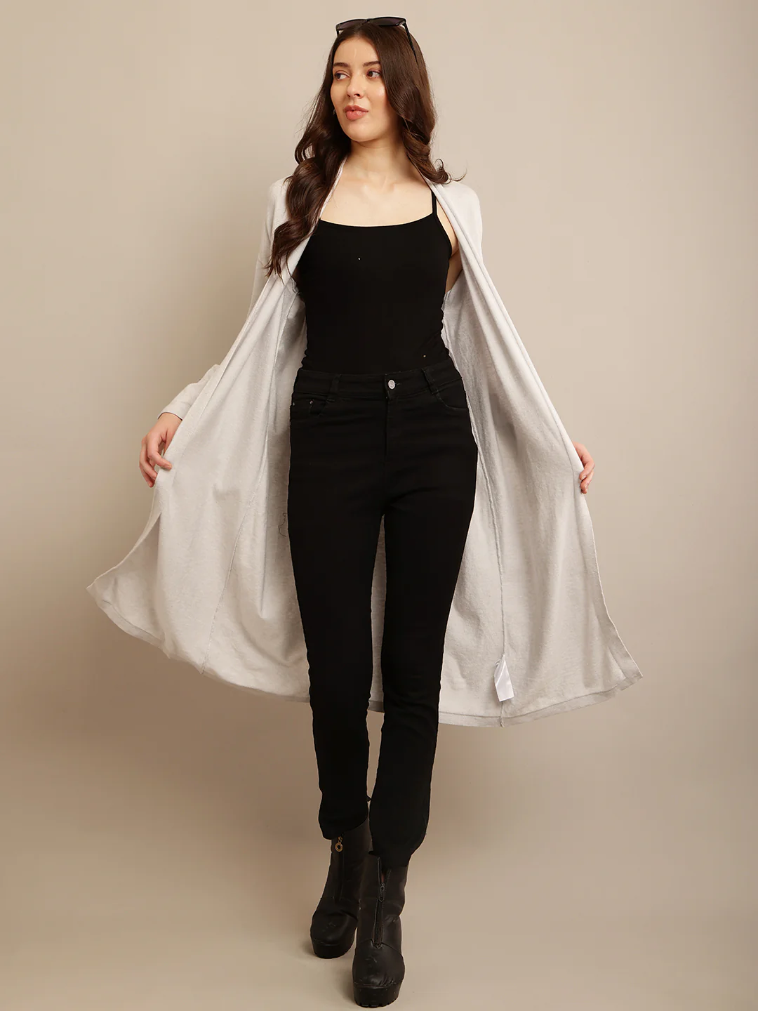Women Light Grey Open Shrug - Image 8