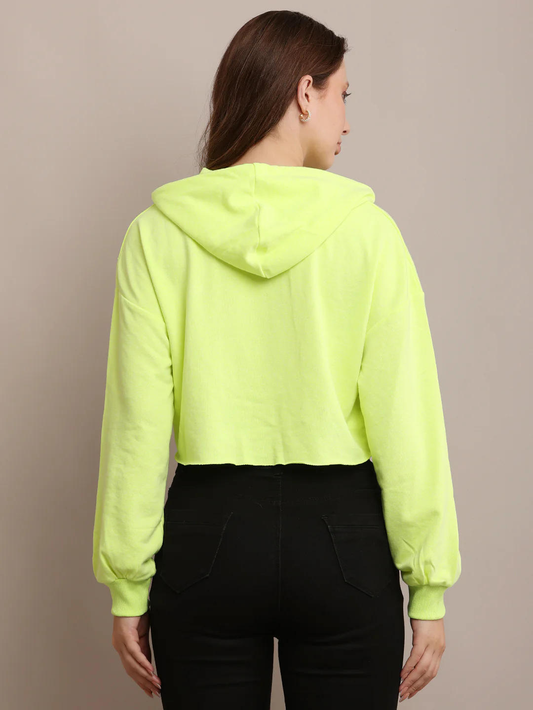 Women Cotton Cropped Hooded Sweatshirt - Image 4