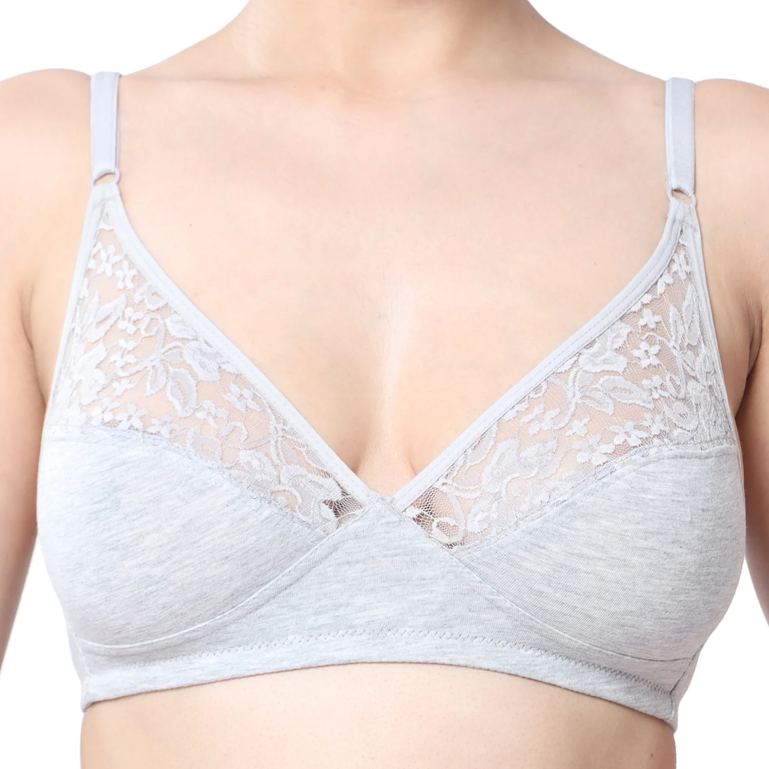 Non-Padded Non-Wired 3/4th Coverage Minimiser Lace Bra - Image 2