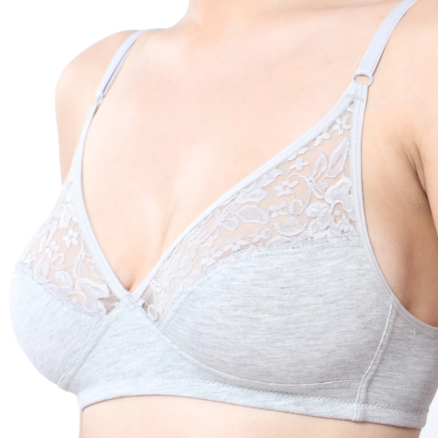 Non-Padded Non-Wired 3/4th Coverage Minimiser Lace Bra - Image 4