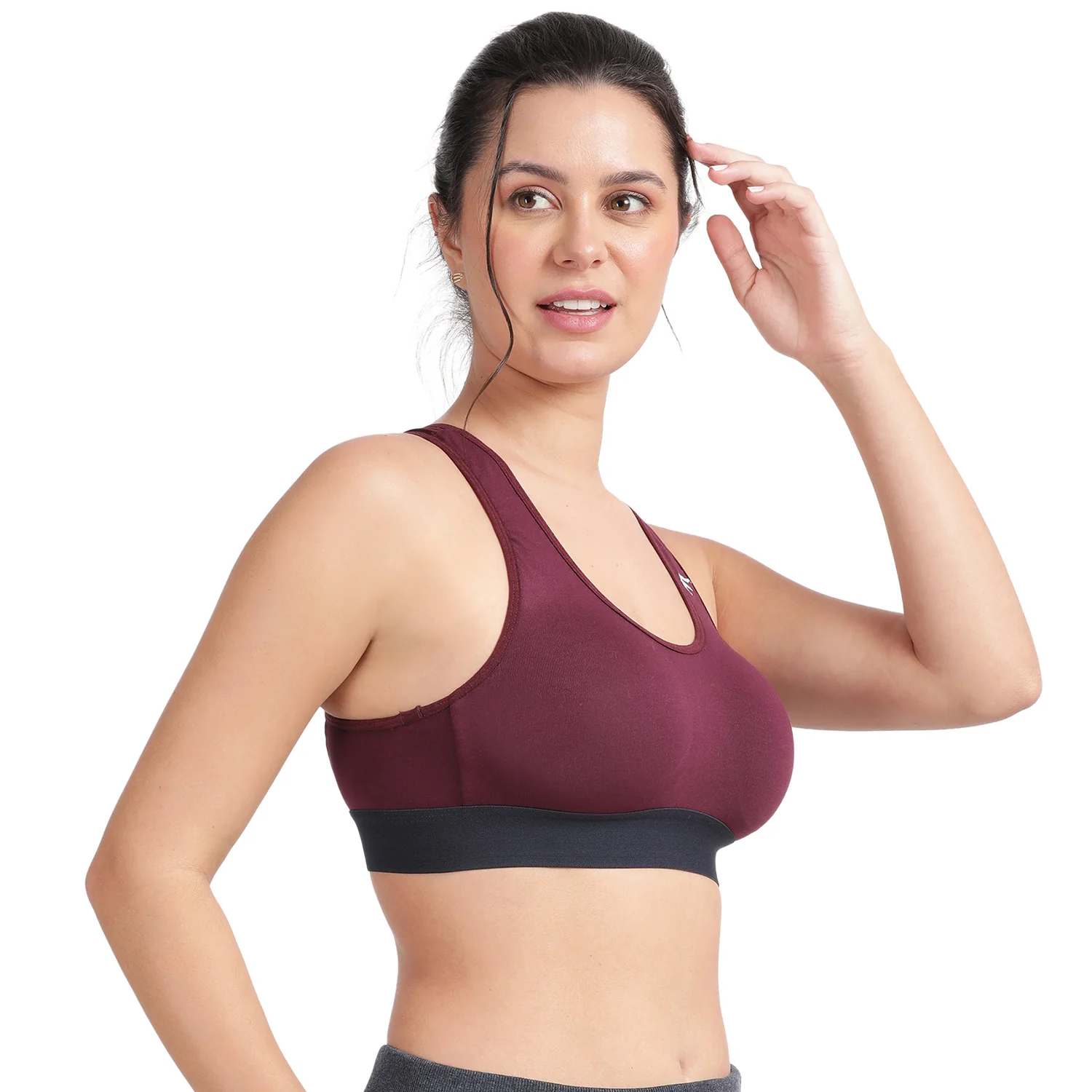 Non-padded Non-wired Full Coverage Removable Racer Back Sports Bra - Image 5