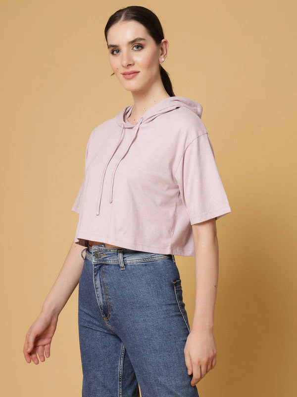 Women Pink Hooded  Anti Odour T-shirt - Image 2