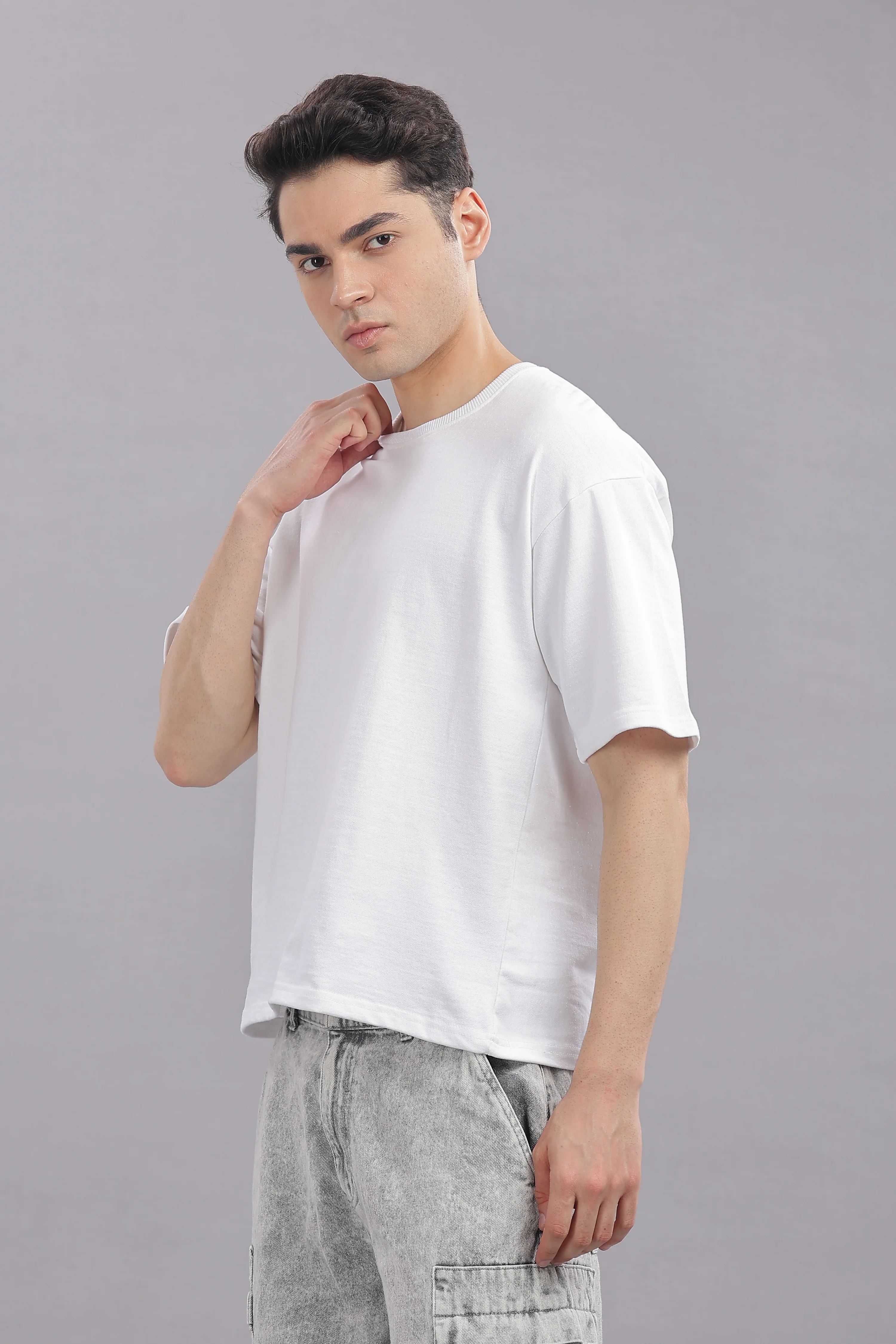 Men White Cotton Oversized T-Shirt - Image 2