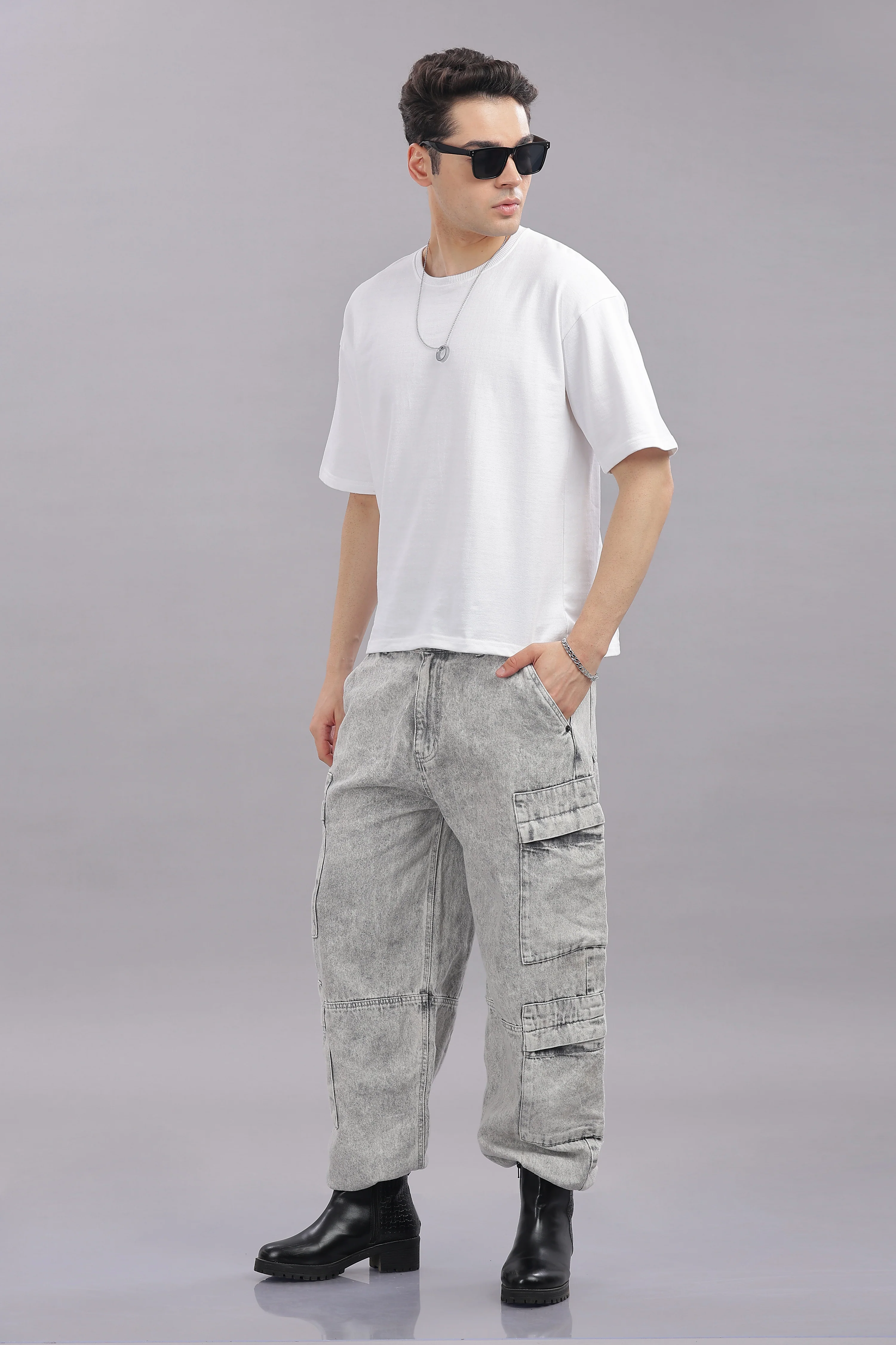 Men White Cotton Oversized T-Shirt - Image 3