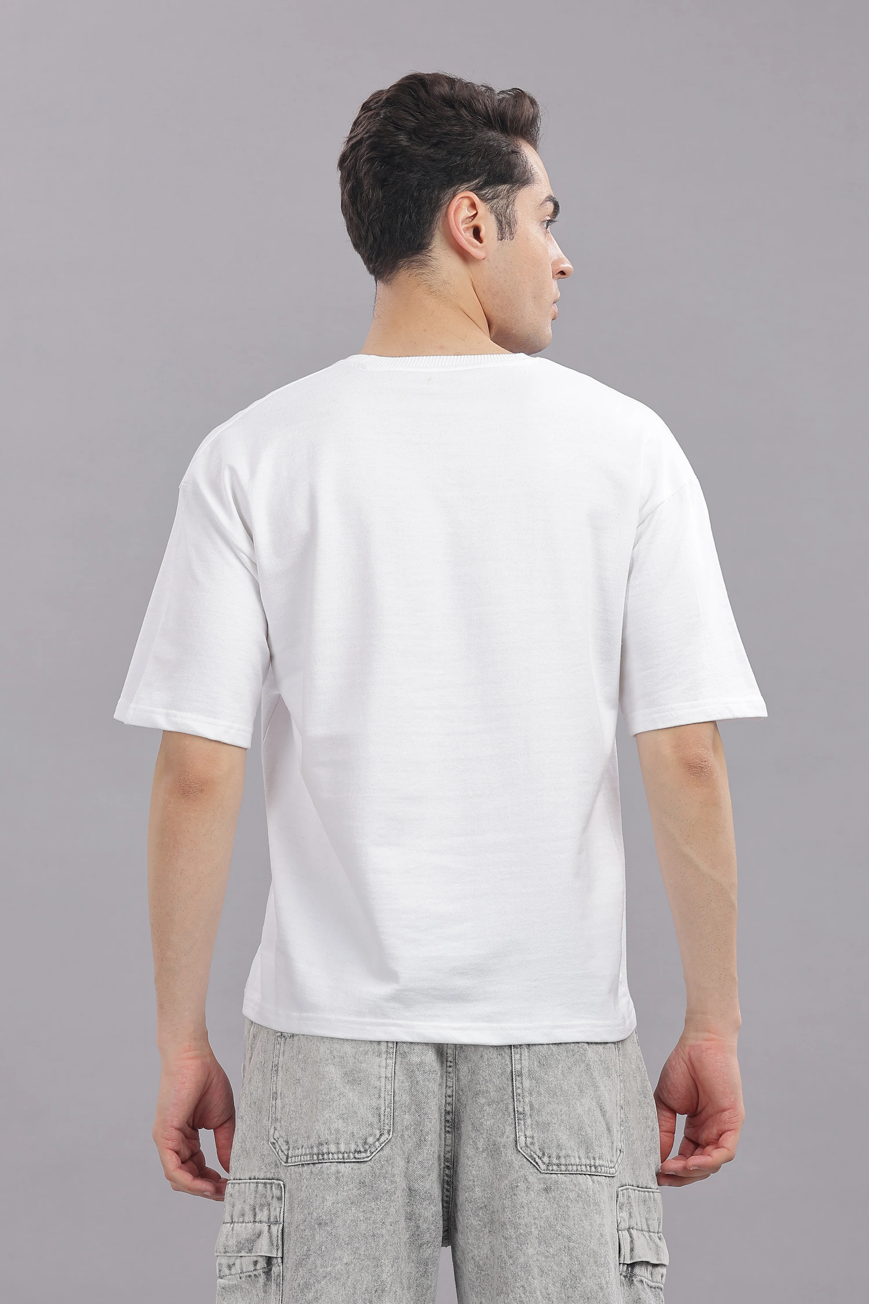Men White Cotton Oversized T-Shirt - Image 4