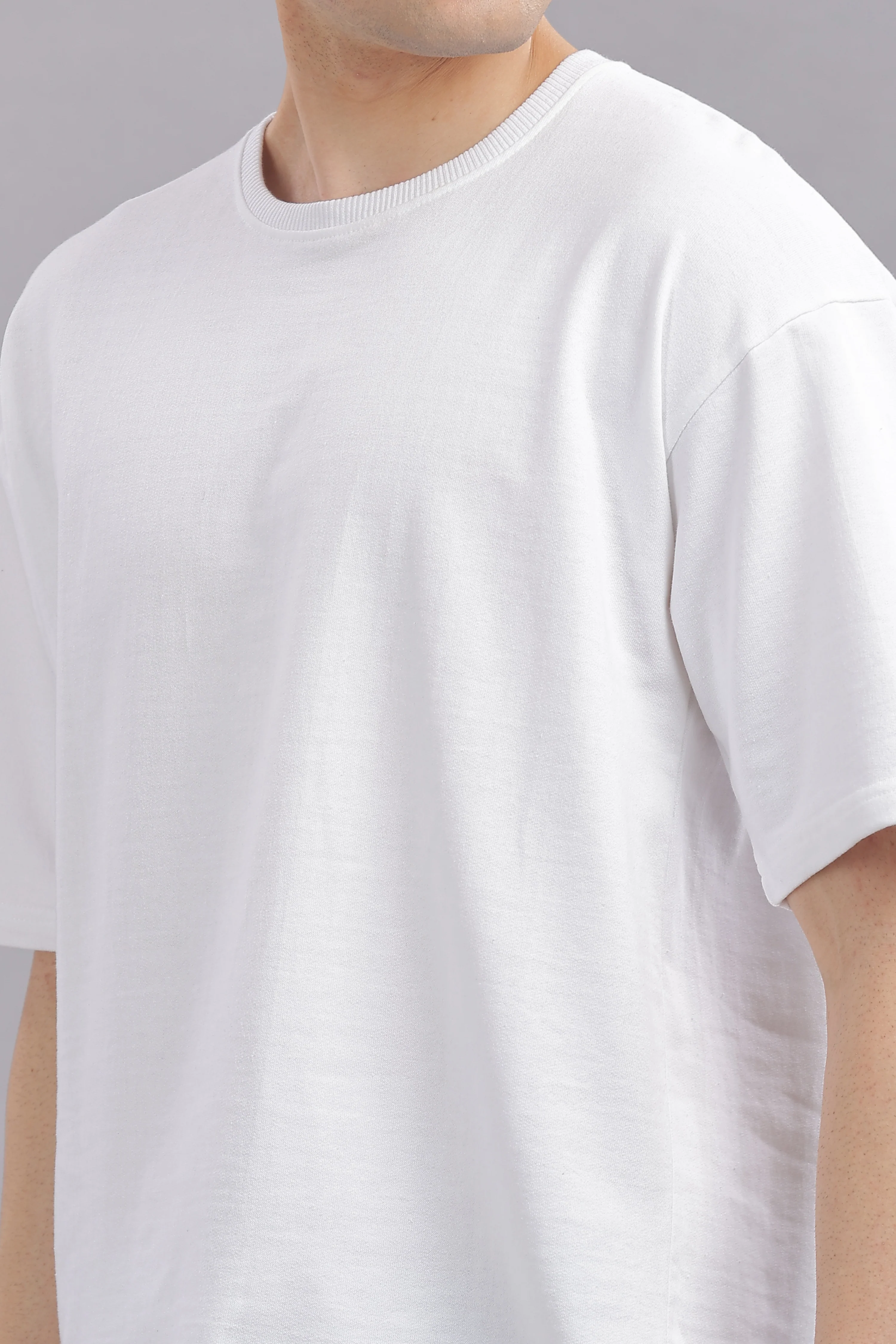 Men White Cotton Oversized T-Shirt - Image 8