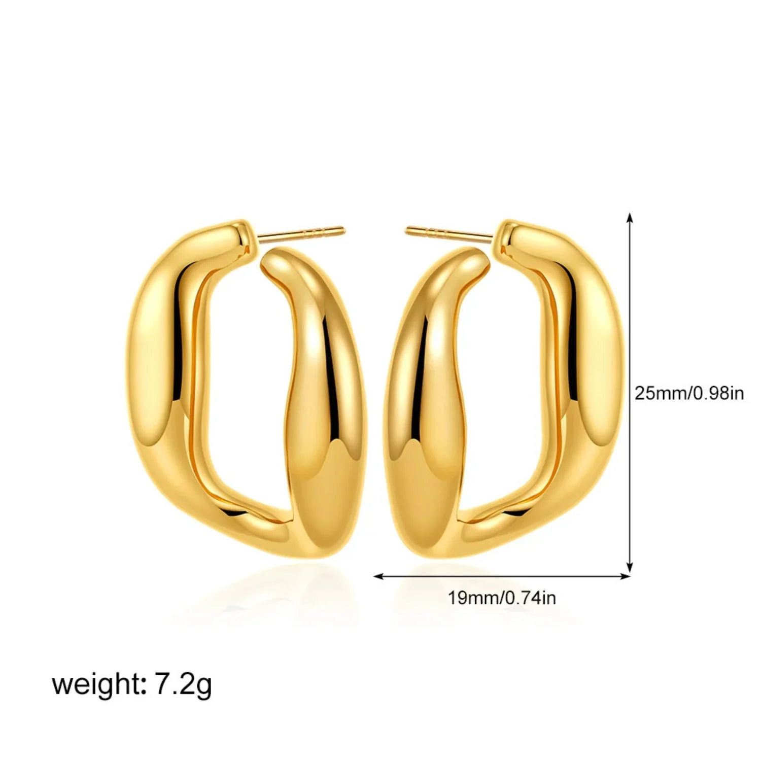Oversized Oval Huggie Stud Earrings