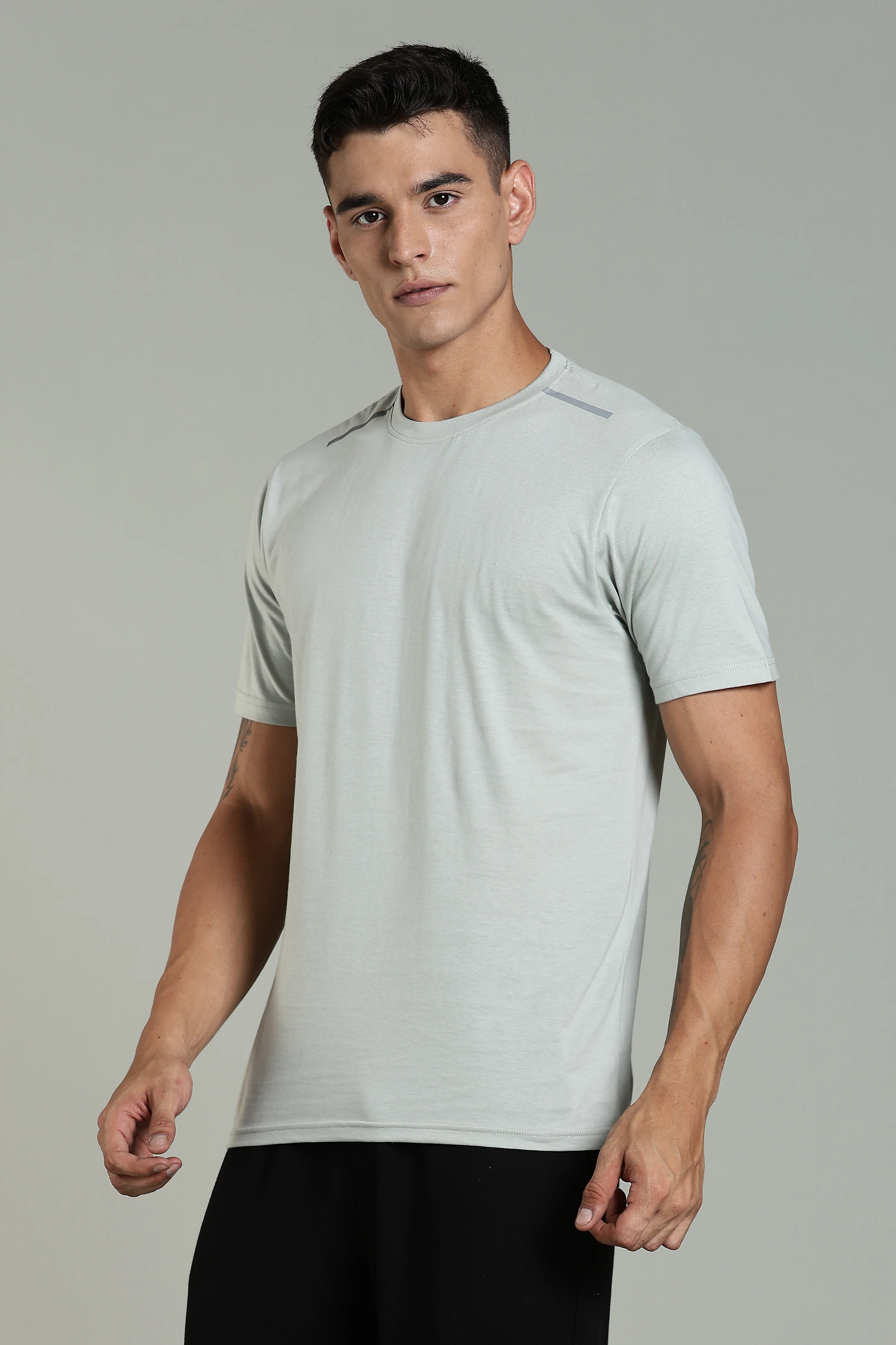 Men Grey Cotton Regular T-Shirt - Image 3