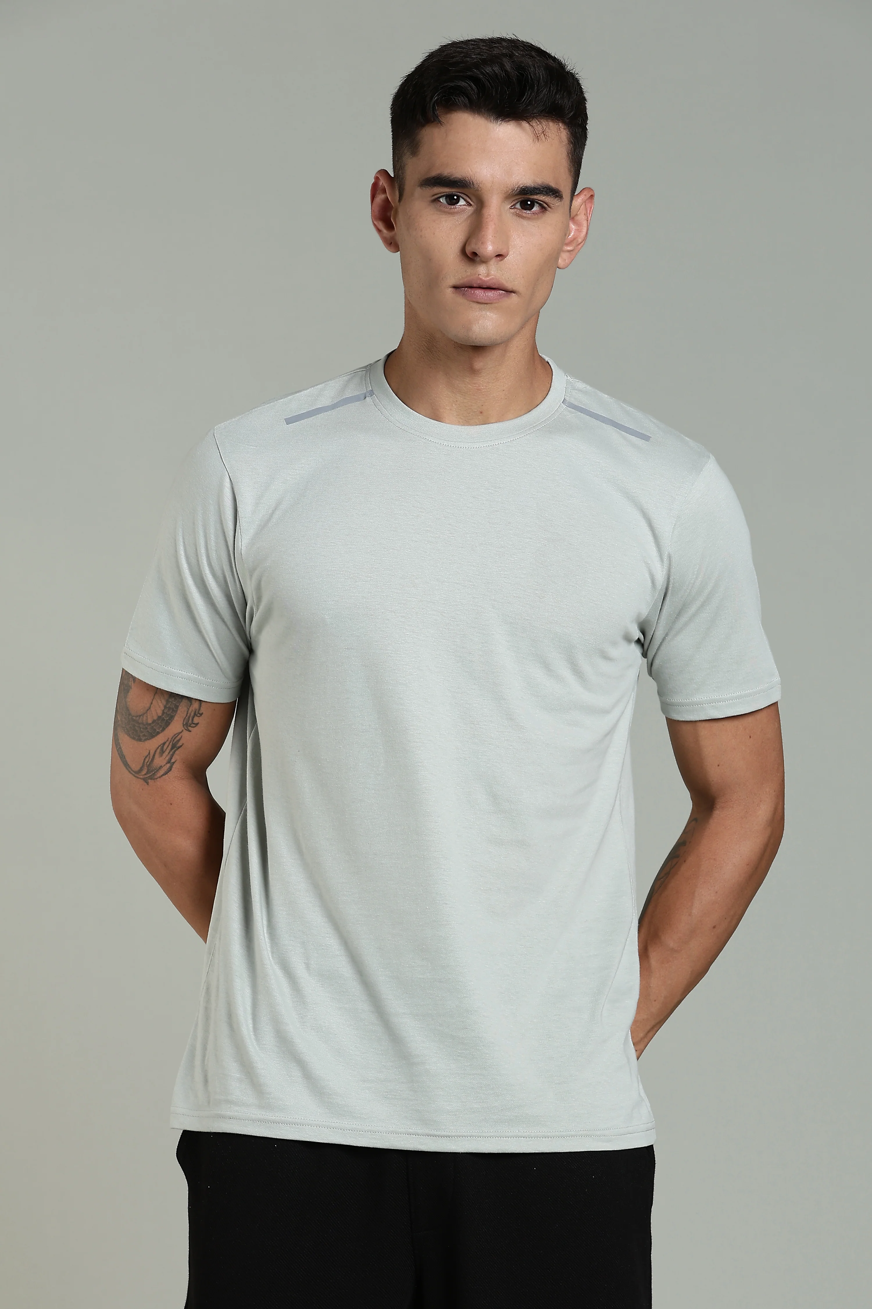 Men Grey Cotton Regular T-Shirt - Image 4