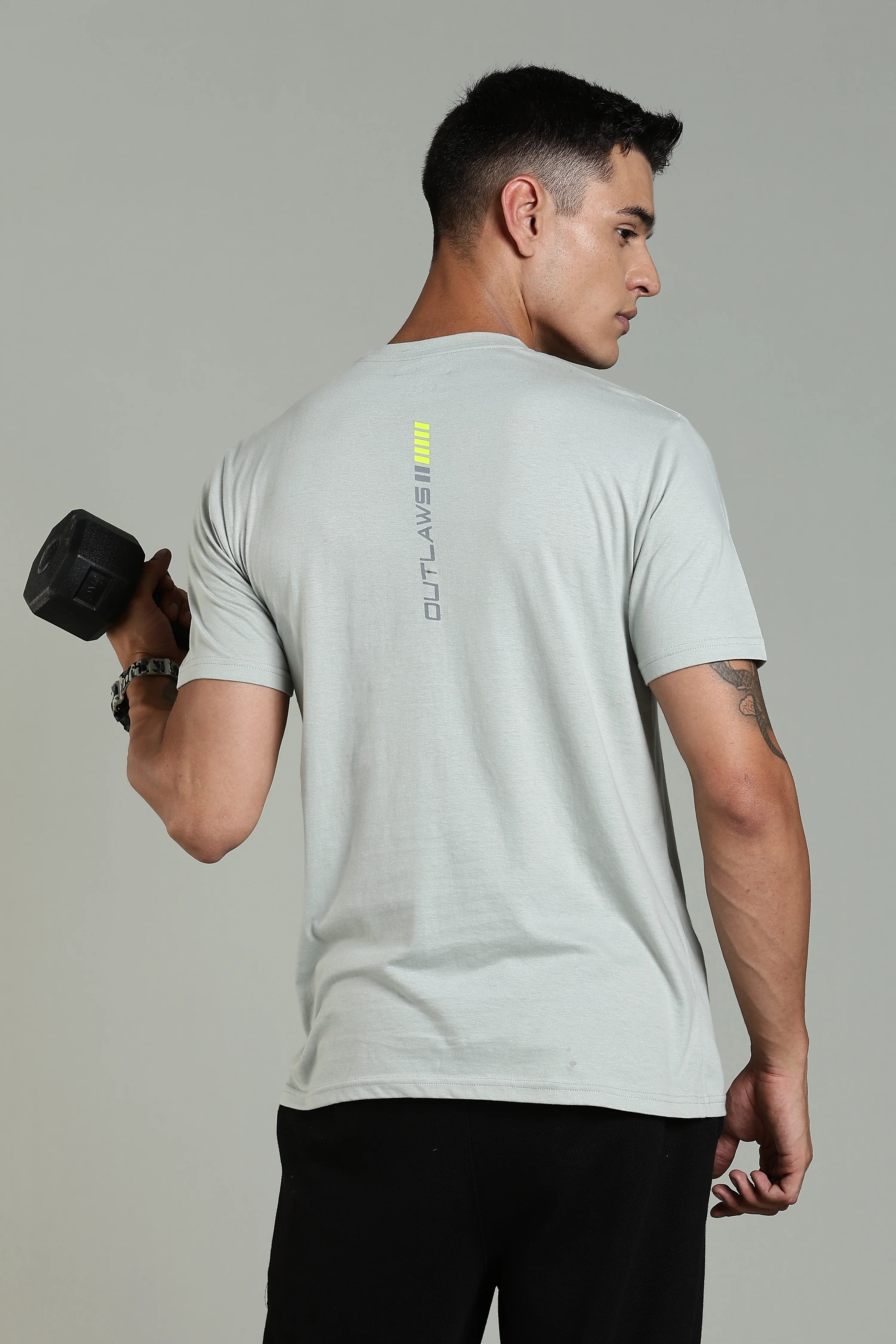 Men Grey Cotton Regular T-Shirt - Image 9