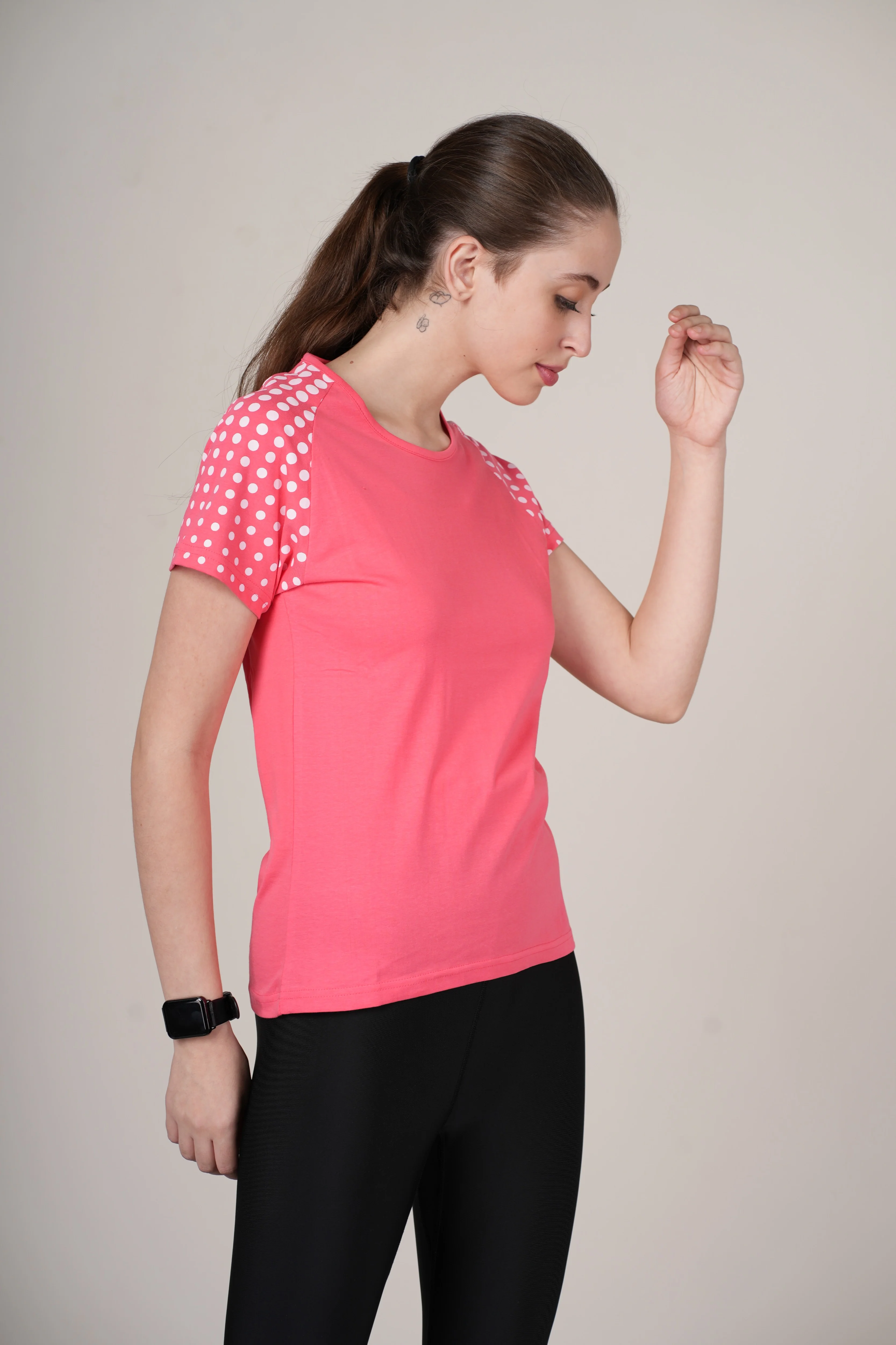 Women Pink Cotton Regular T-Shirt - Image 7