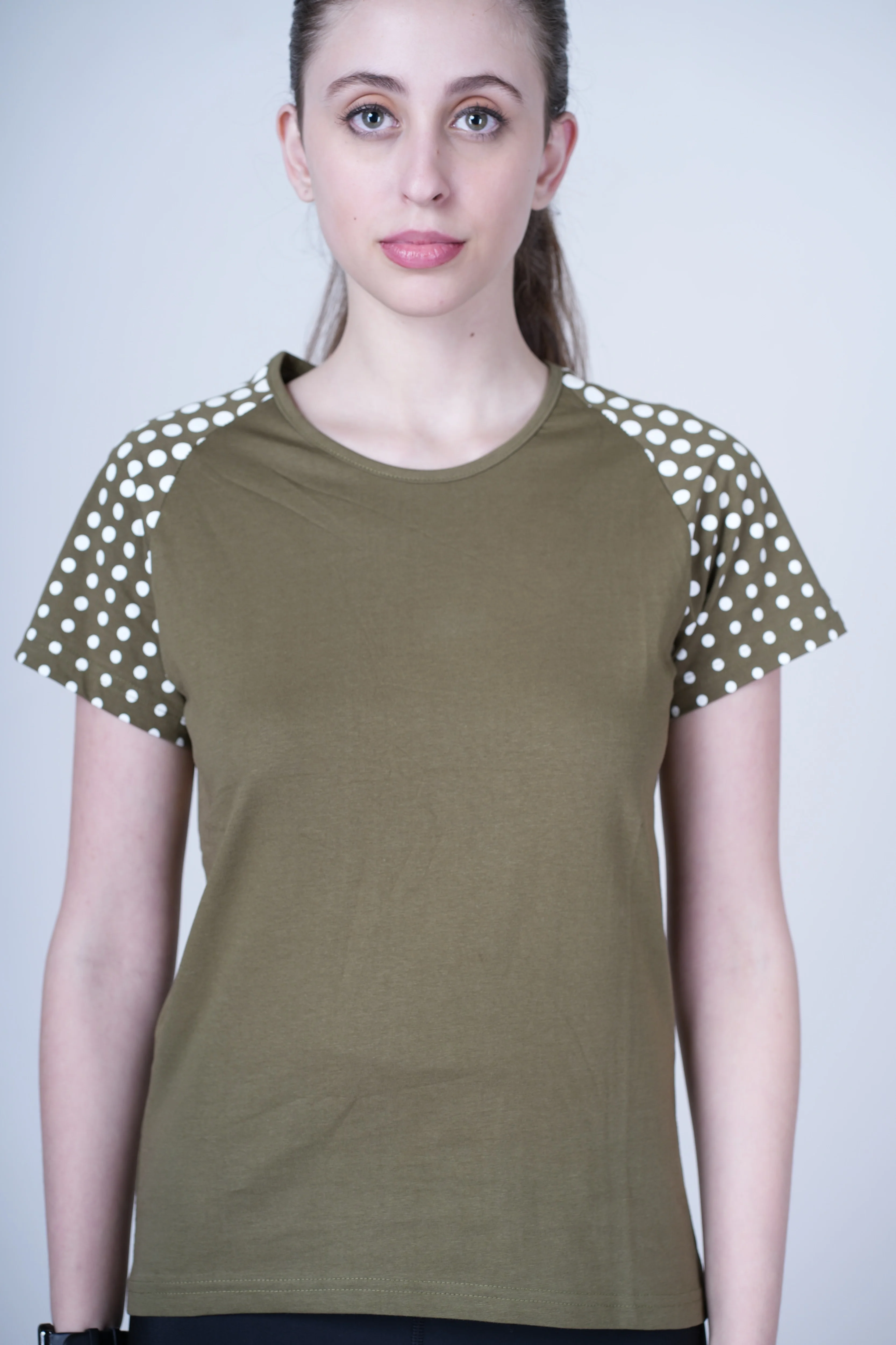 Women Olive Cotton Regular T-Shirt - Image 2