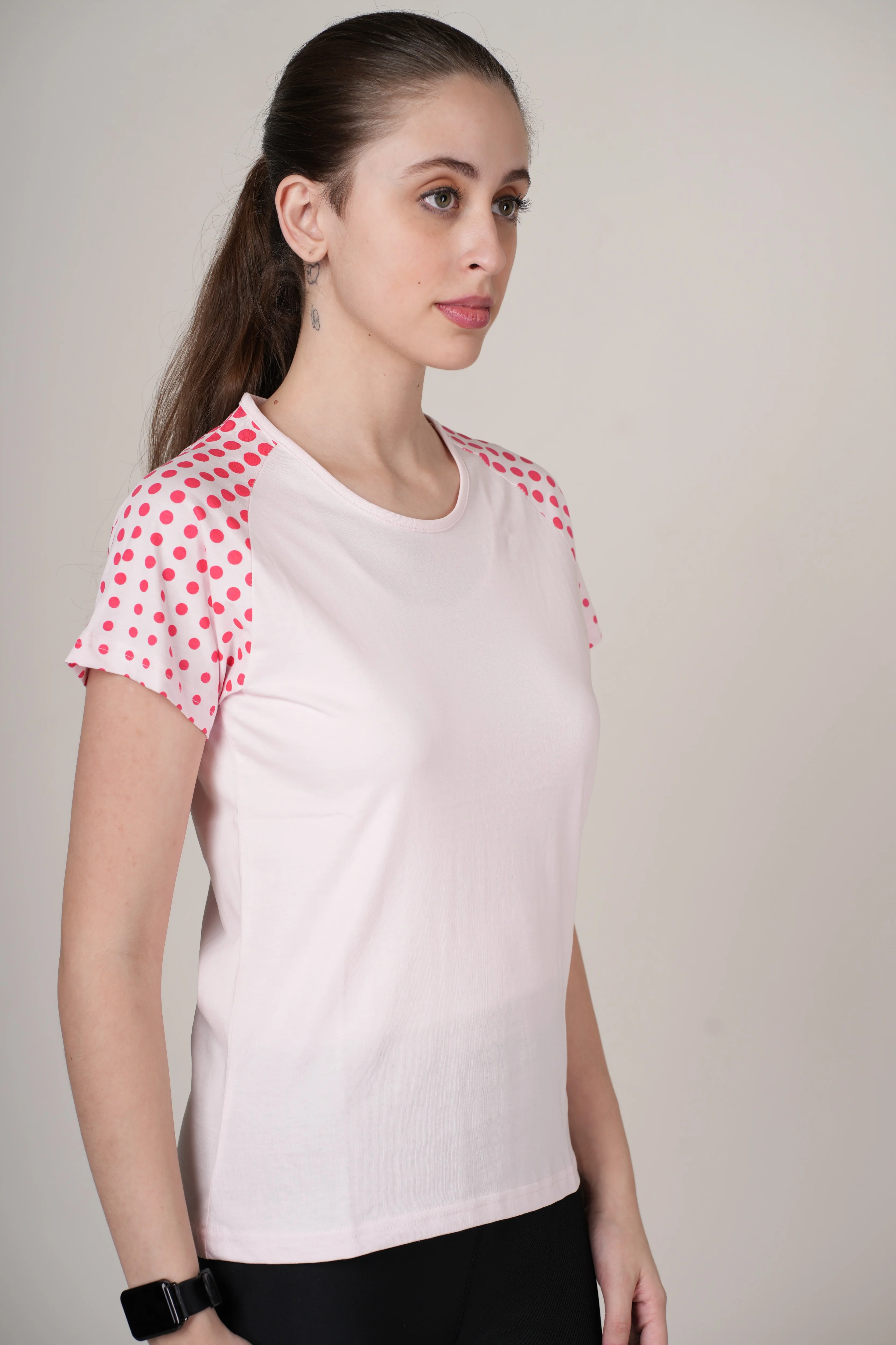 Women Pink Cotton Regular T-Shirt - Image 6