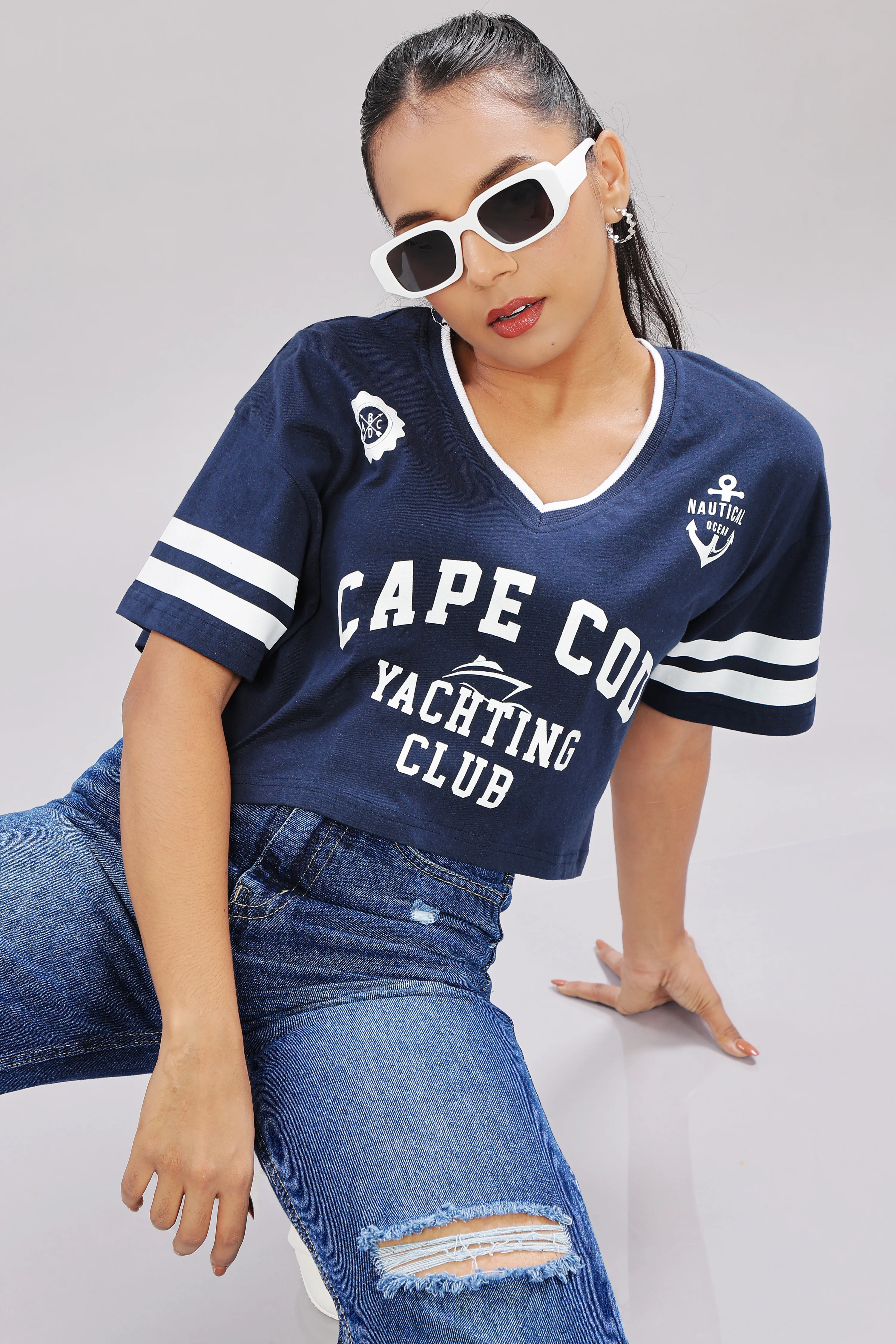 Women Blue Cotton Regular Top - Image 10