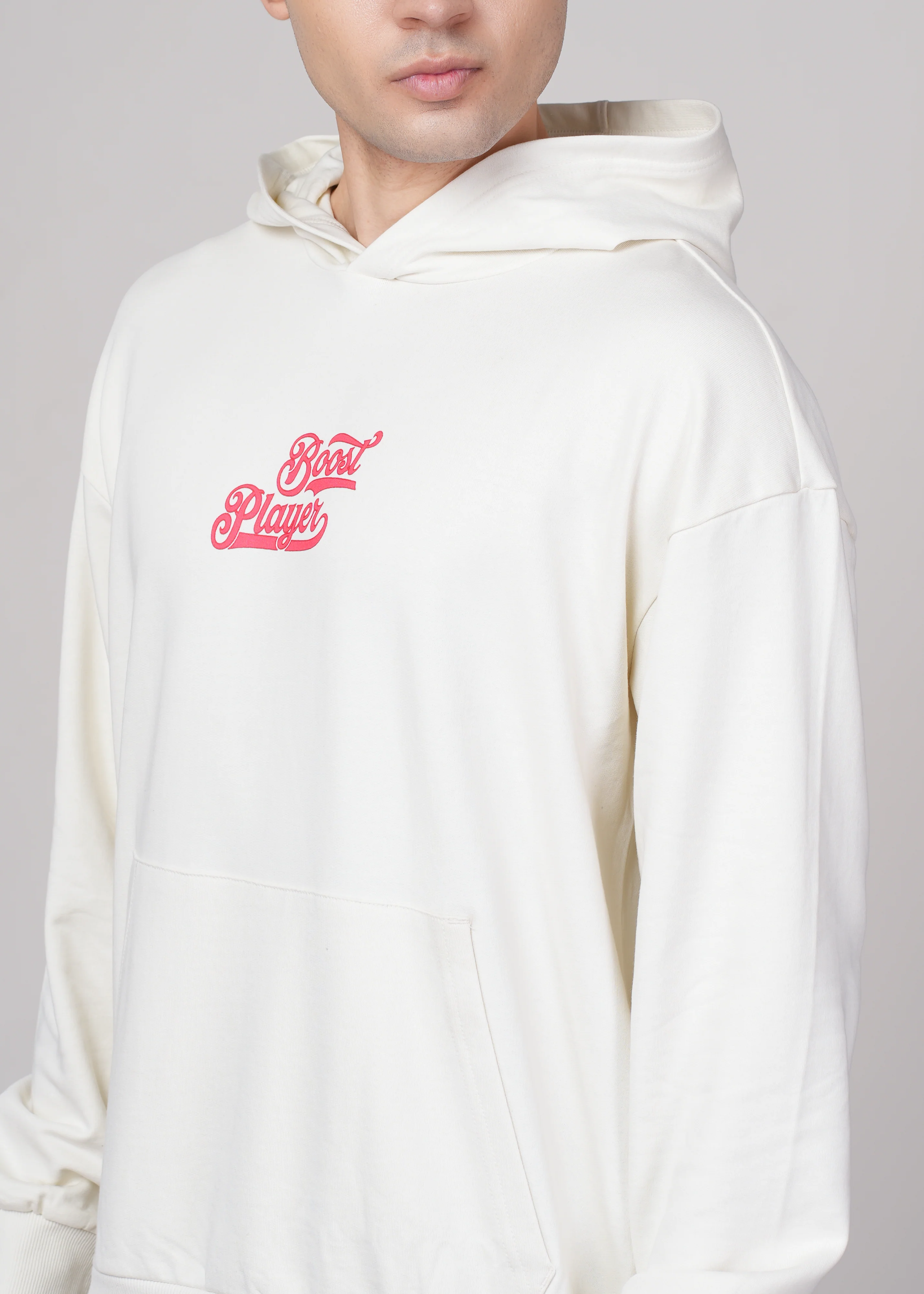Men Beige Cotton Regular Hoodie - Image 4